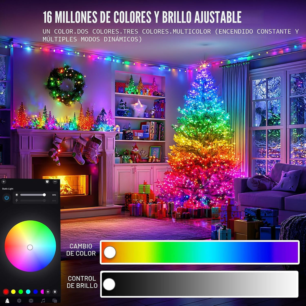 Dazzle Bright Luces inteligentes para árbol de Navidad, 448 luces L...