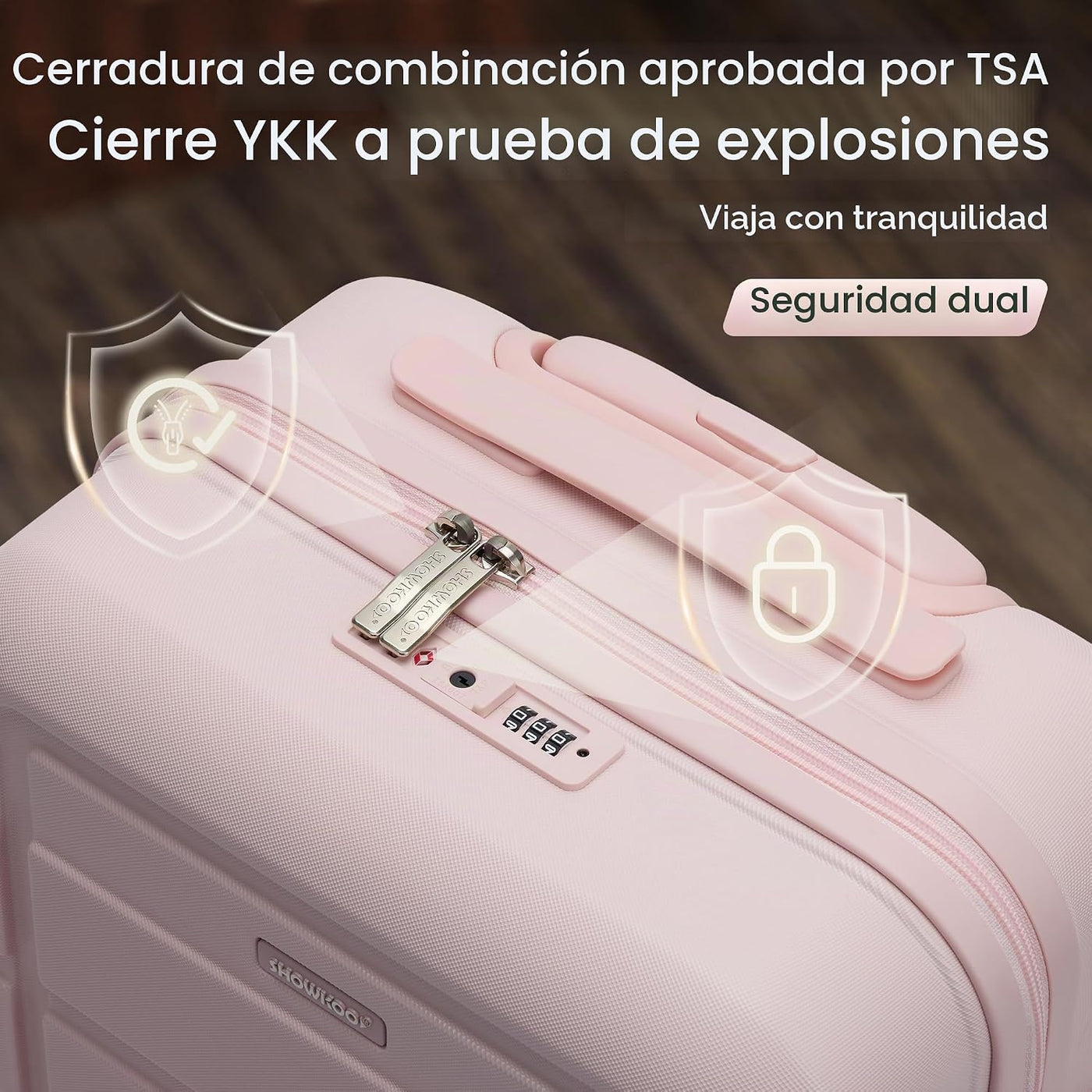 SHOWKOO Sets de equipaje, maleta ampliable con doble ruedas, bloque...