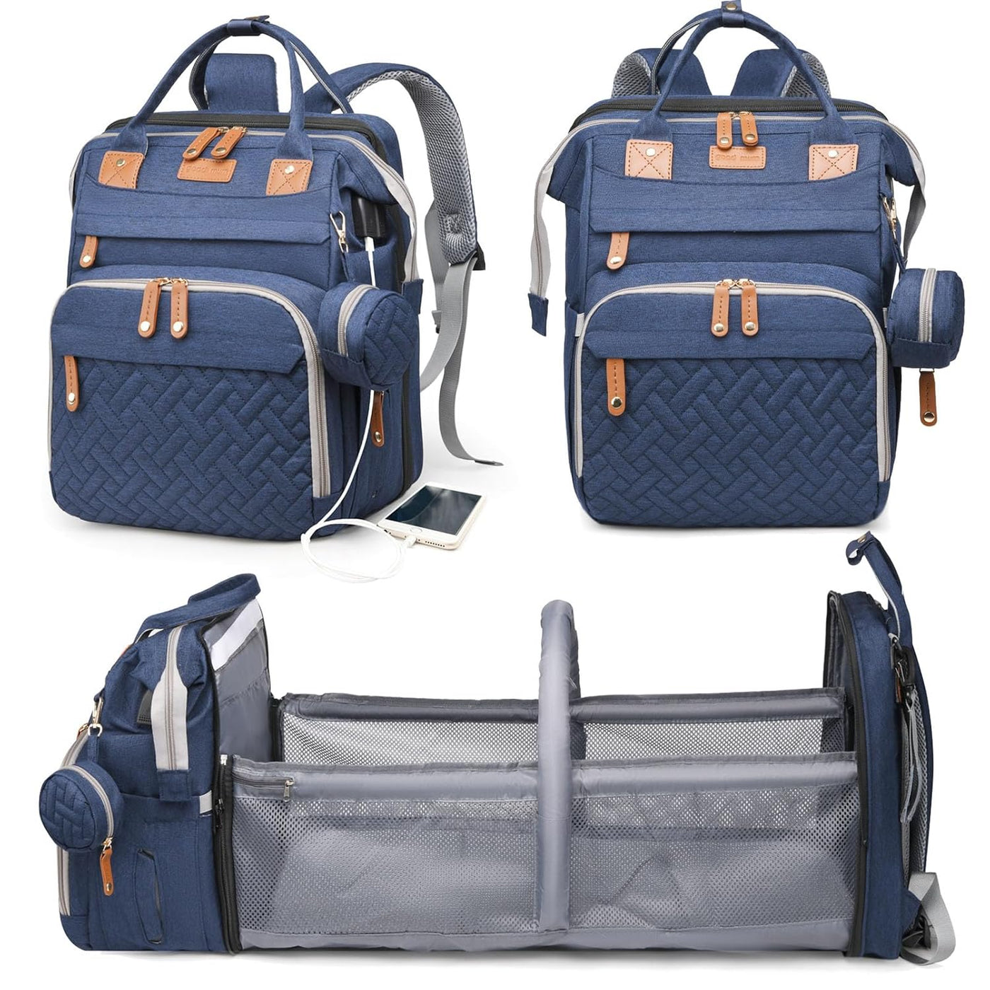 Astro alan - Bolsa de pañales para bebé con cambiador, mochila impe...