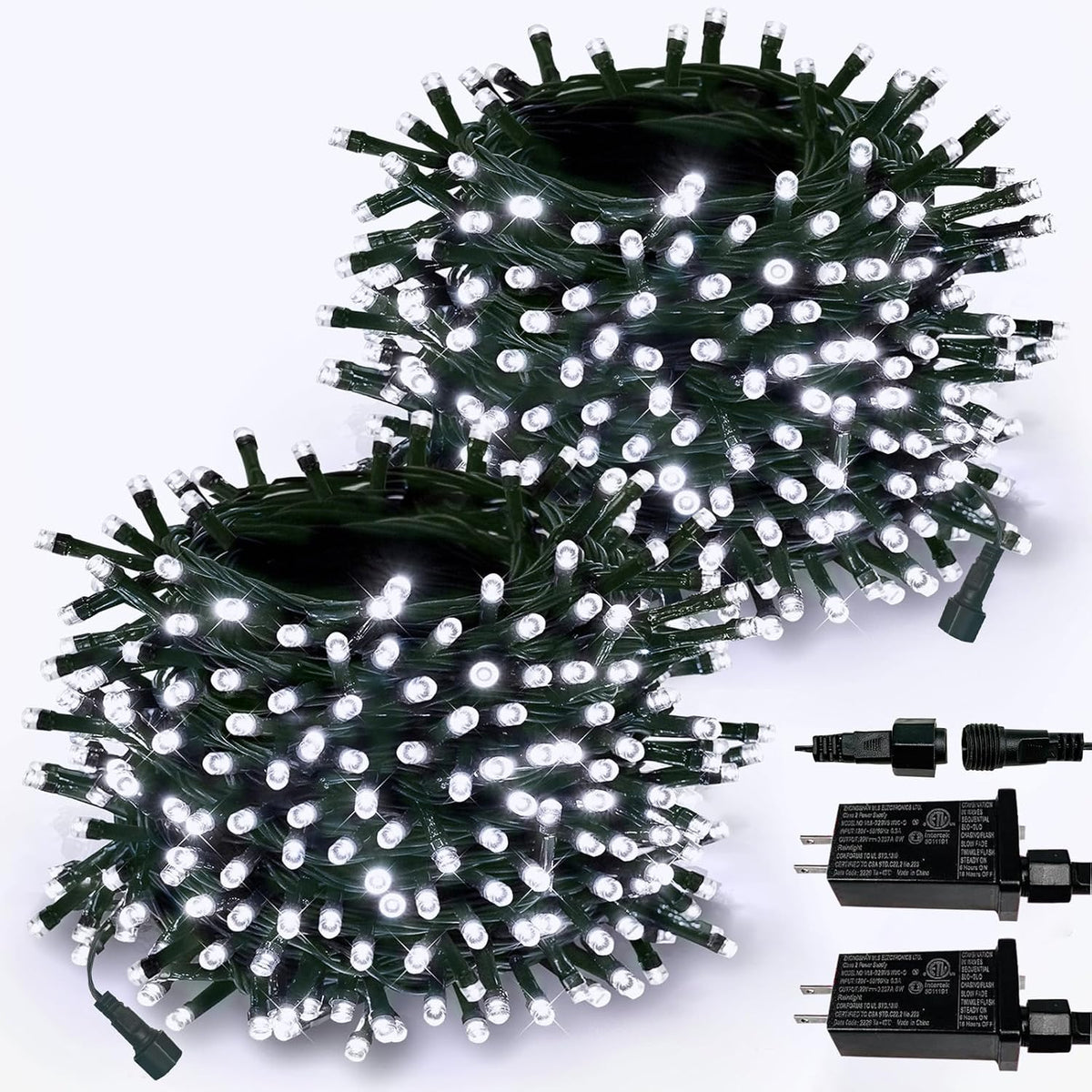 Paquete de 2 tiras extensibles de 600 luces LED de Navidad para int...