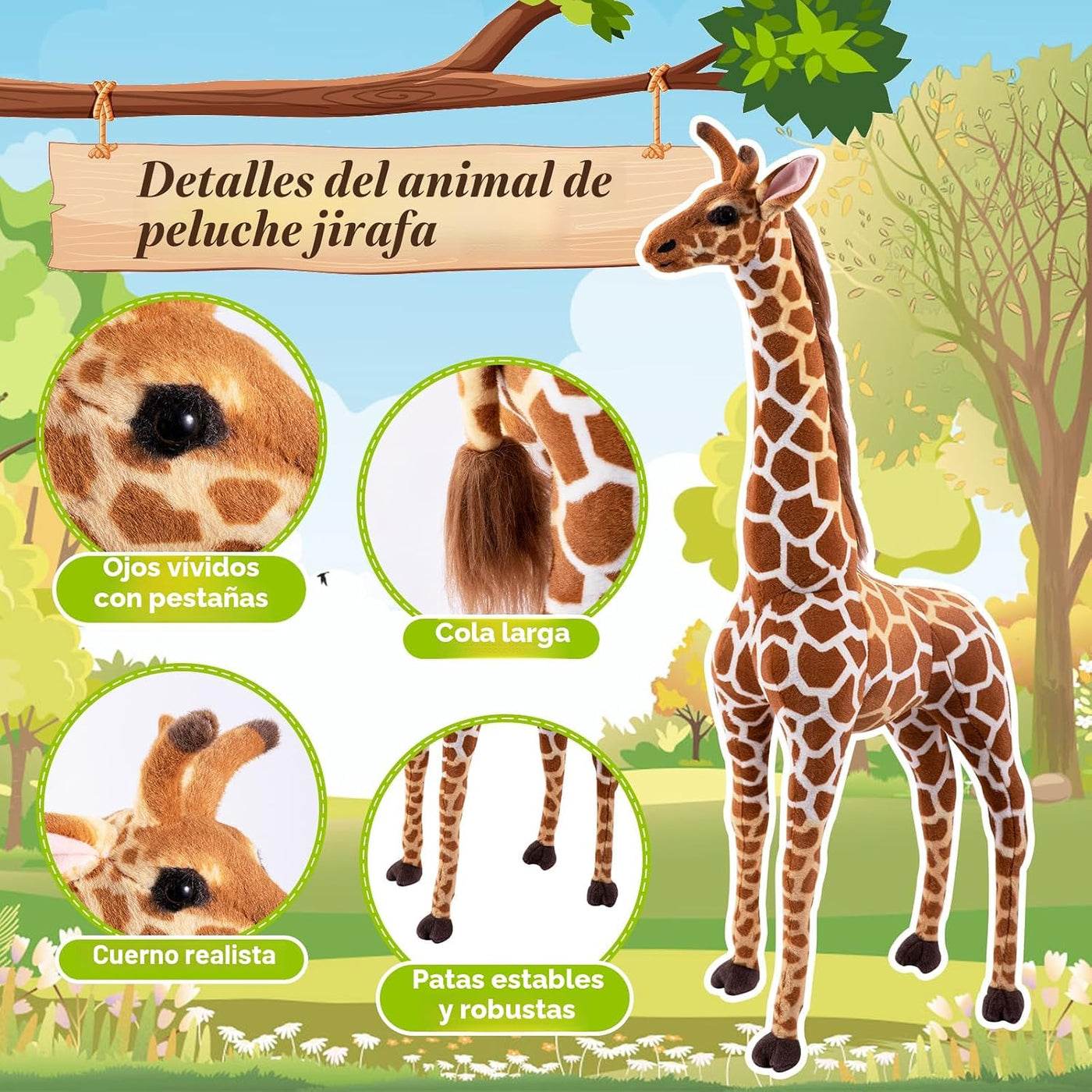 BRINJOY Juego de Jirafa de Peluche Gigante, Juguete de Peluche de J...