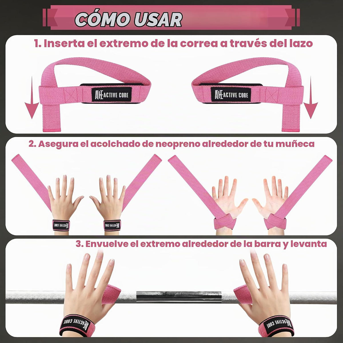 Correas de muñeca de levantamiento para levantamiento de pesas, cor...