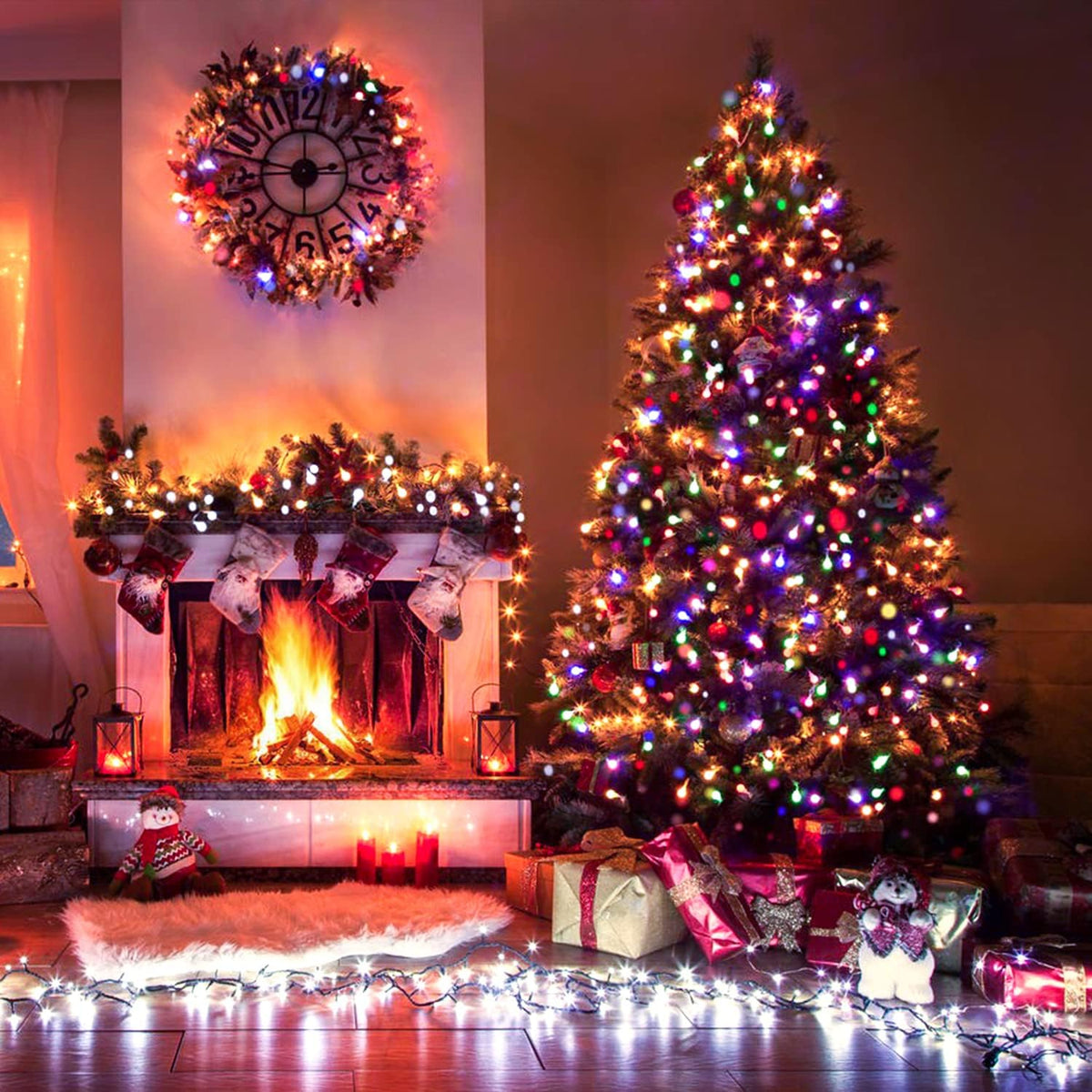 JMEXSUSS - Cadena de luces de Navidad de 250 luces LED blancas a mu...