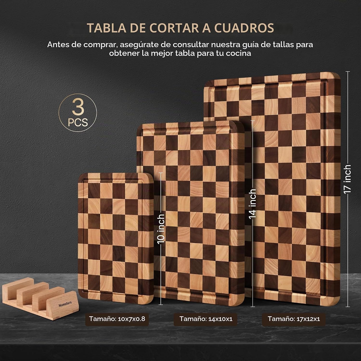 Nomsters 3 paquetes de tablas de cortar para cocina, tabla de corta...