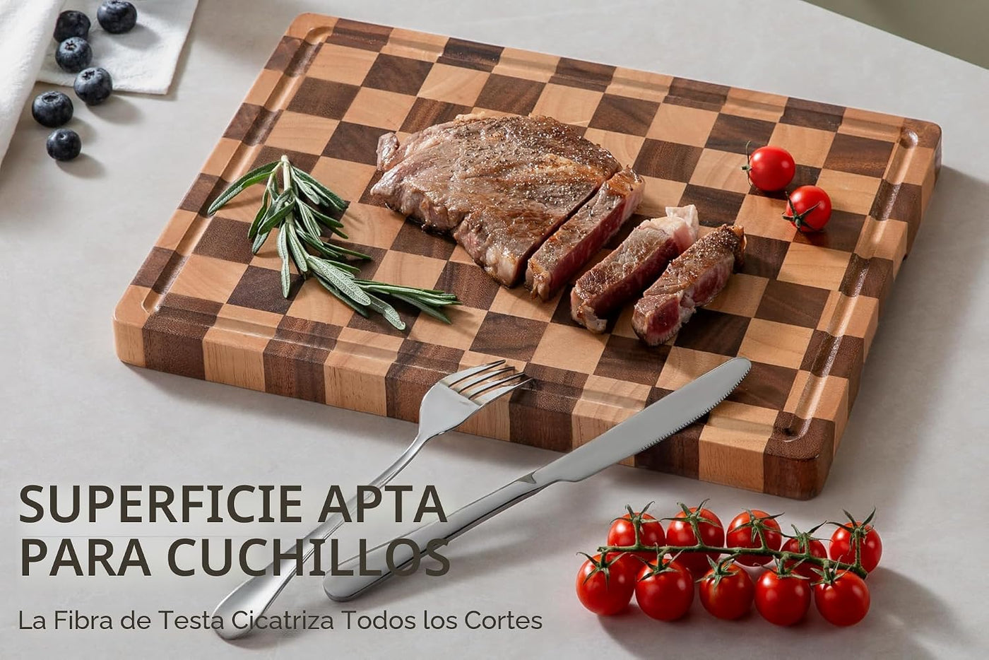 THETCHRY Tablas de cortar para cocina, tabla de cortar de madera a...