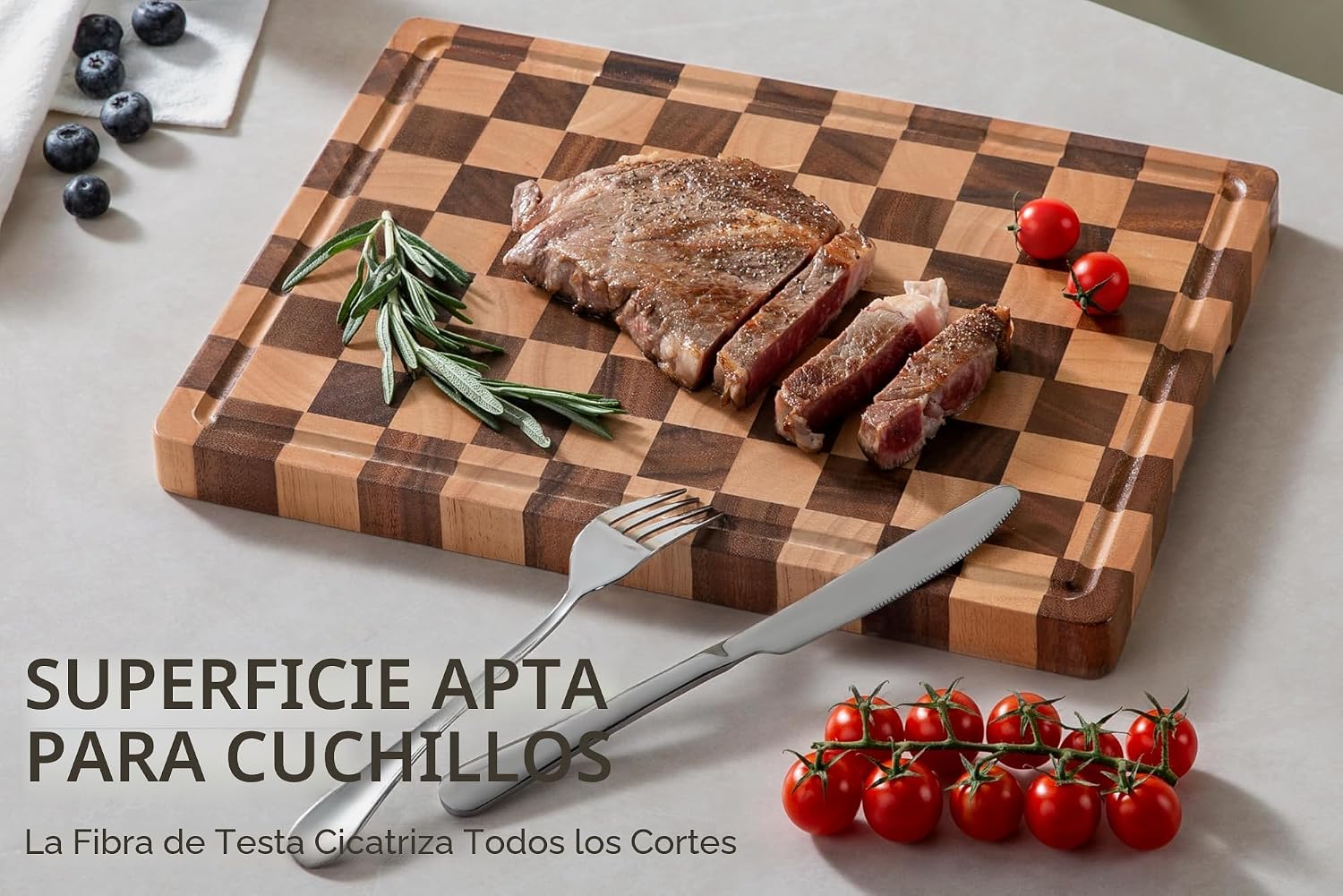 THETCHRY Tablas de cortar para cocina, tabla de cortar de madera a...