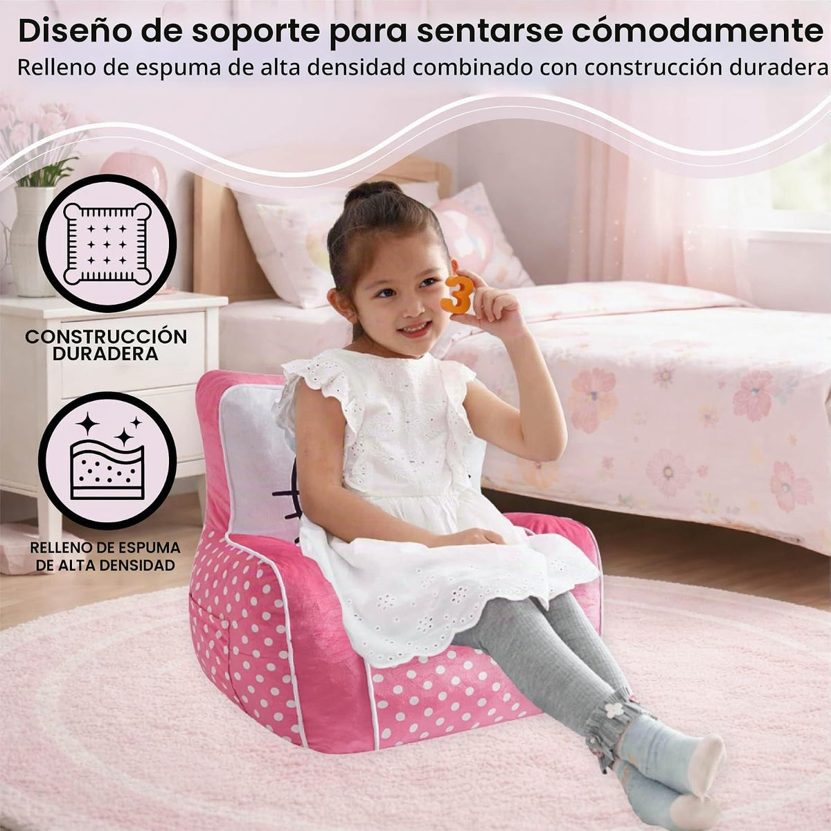 Idea Nuova Sanrio Hello Kitty - Puf relleno de espuma para niños, a...