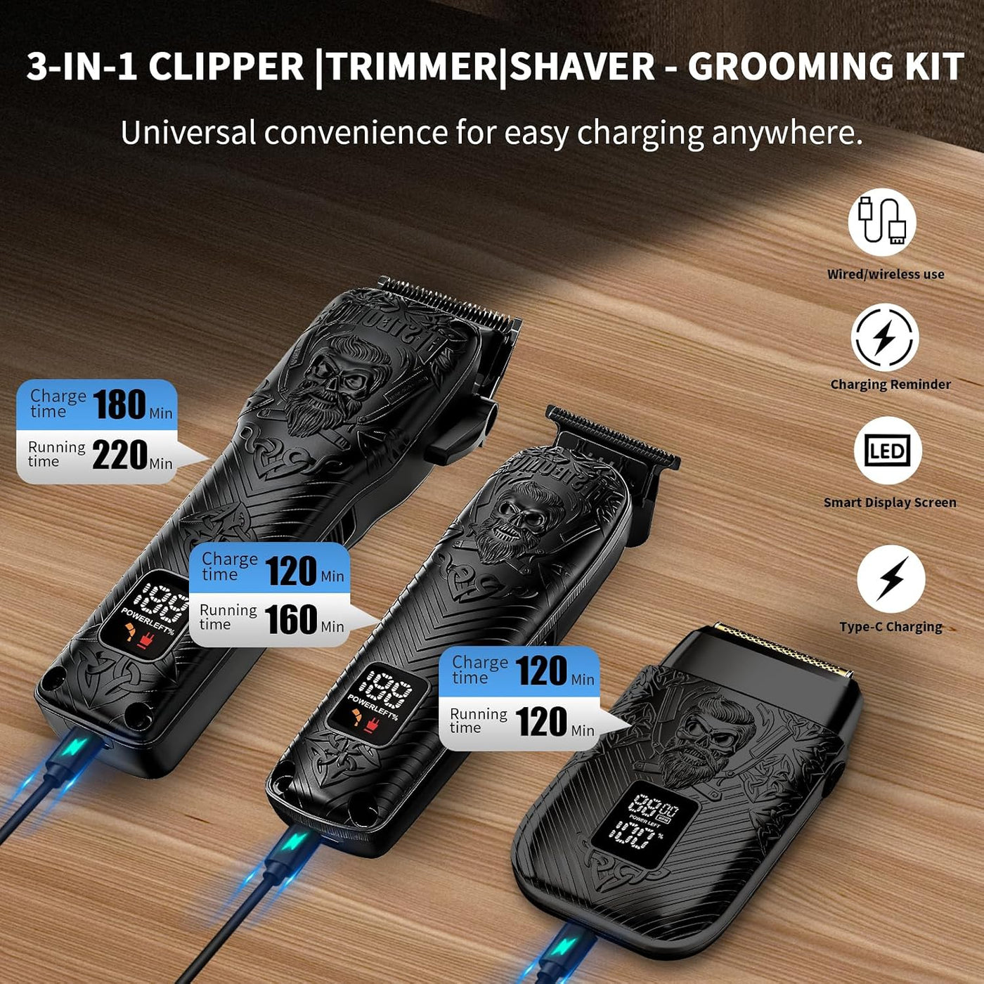 BESTBOMG Kit y juegos de cortapelos y recortadores de barba y afeit...