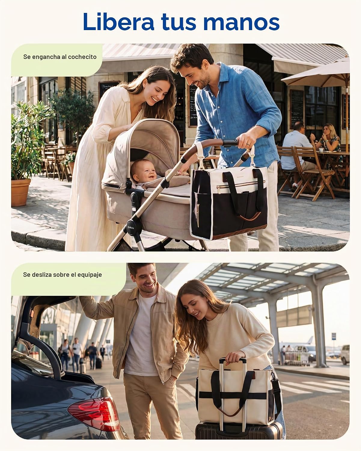 mommore Bolsa de pañales de lona Bolso de hospital con estilo para...