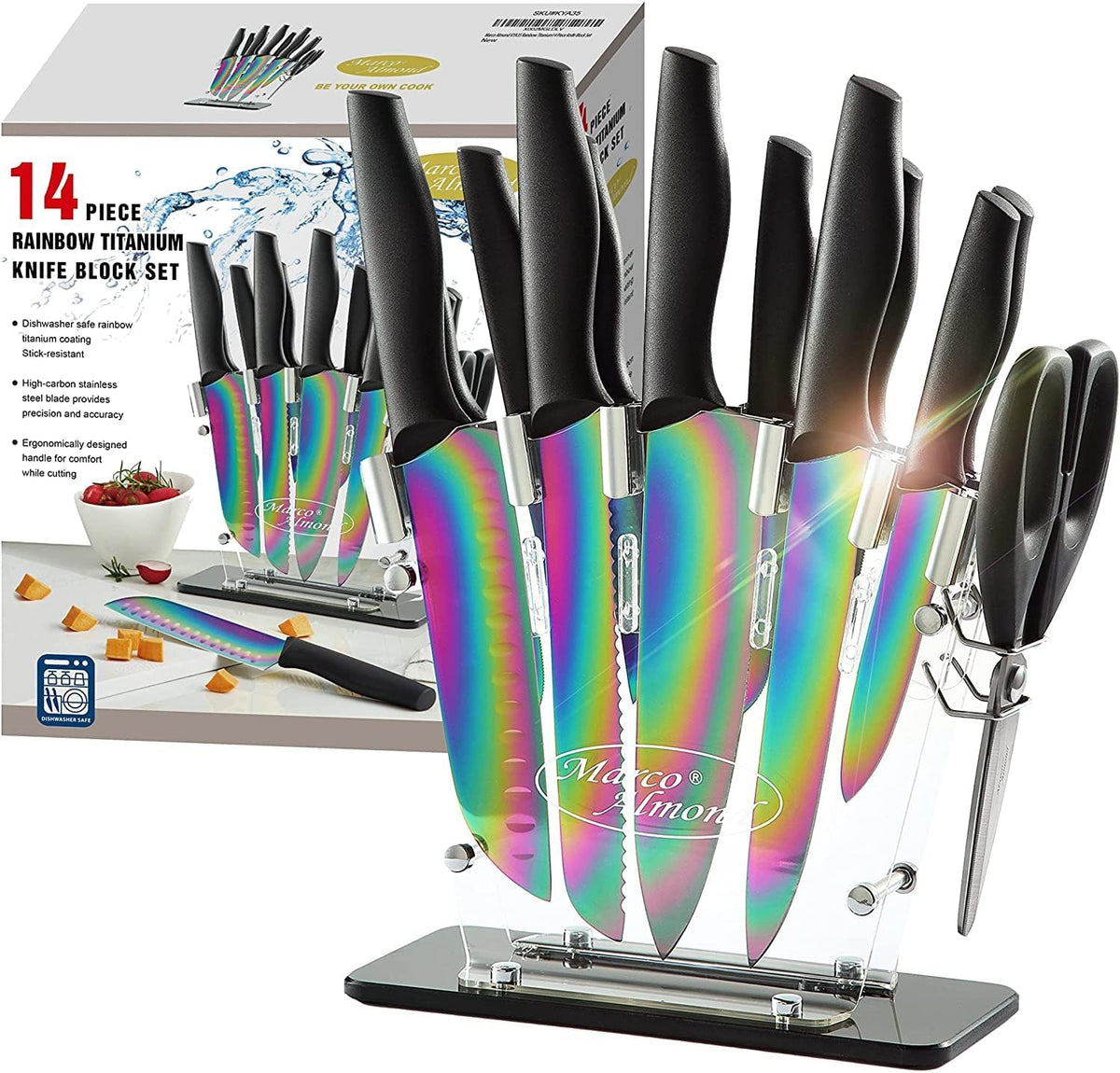 Marco Almond® KYA35 - Juego de cuchillos de acero inoxidable de col...