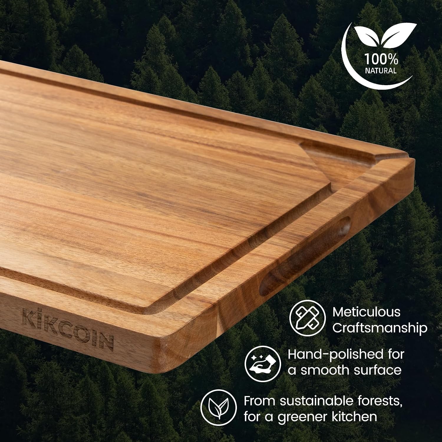 Kikcoin Tabla de cortar de madera de acacia para cocina, tabla de c...