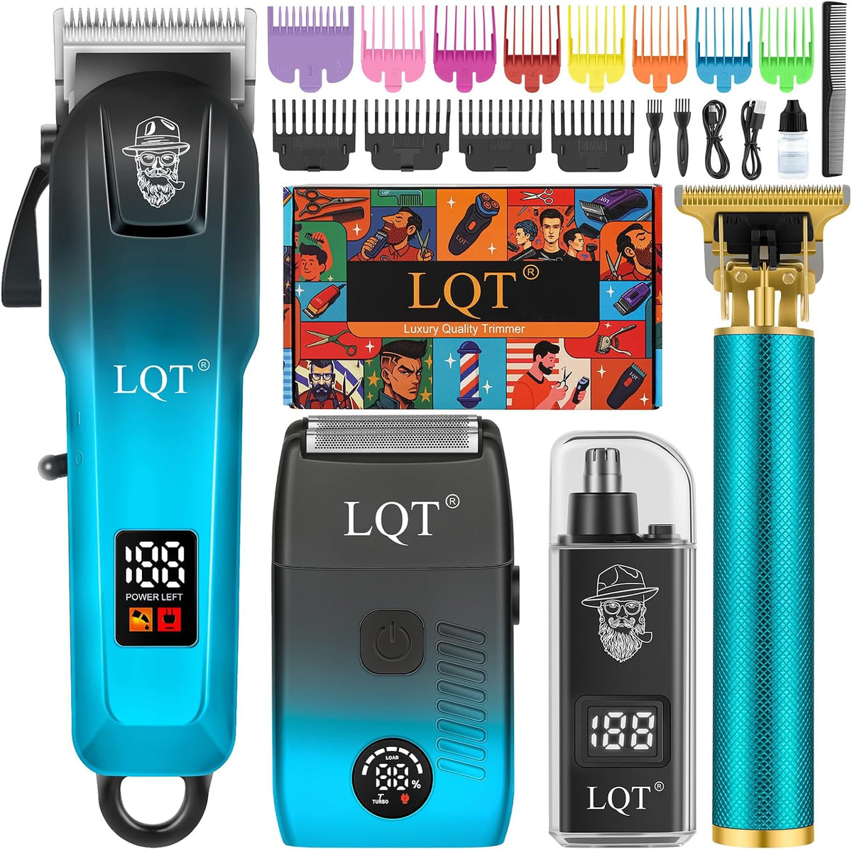 Cortapelos para hombres con pantalla LED, kit de aseo inalámbrico d...