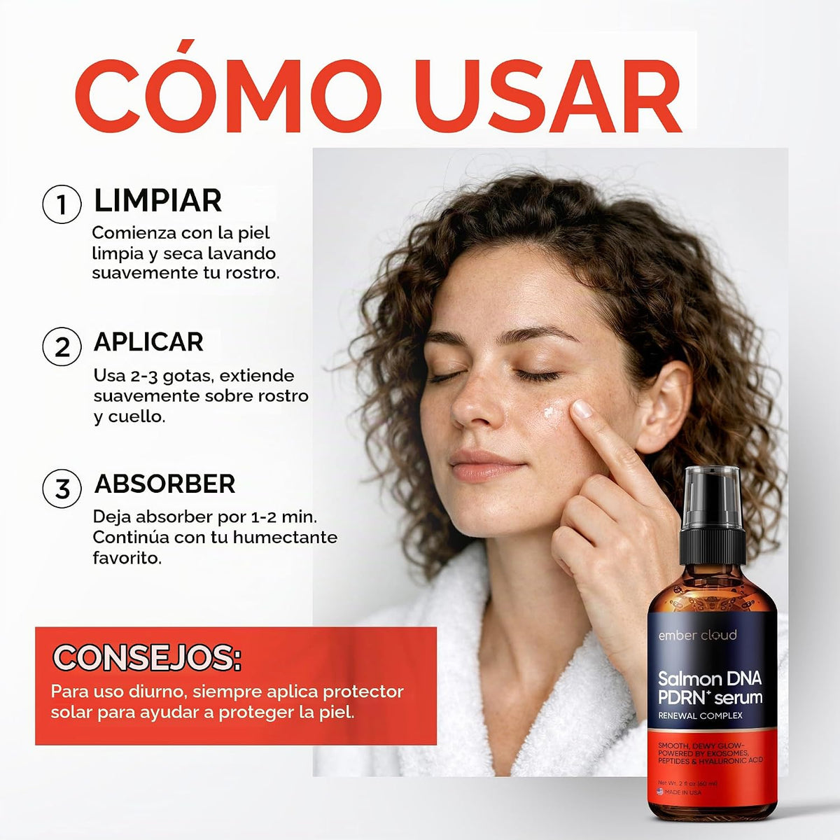 Ember Cloud Salmon DNA PDRN Suero, Ácido Hialurónico, Péptidos, Exo...