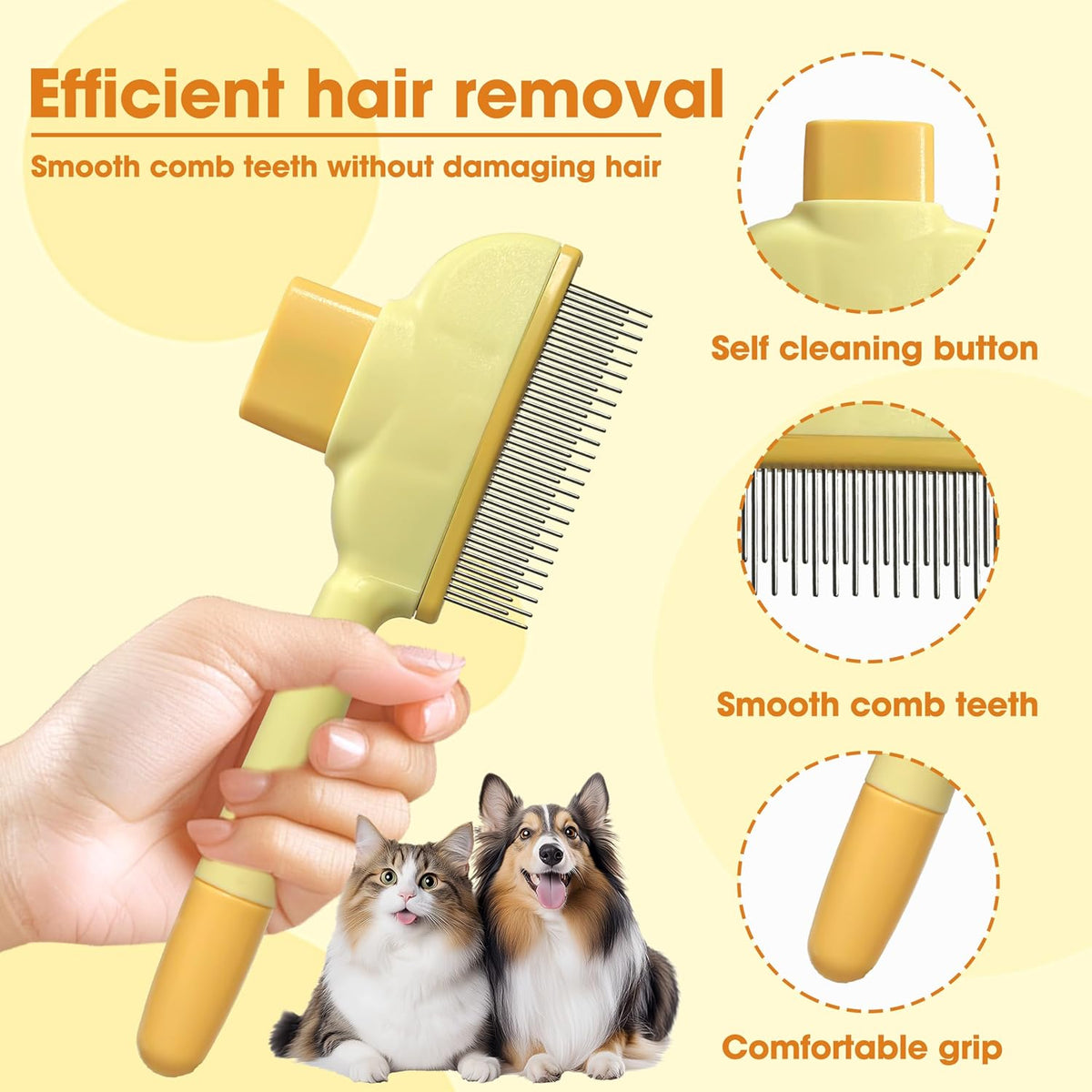 KHQBG Cepillo de pelo para gatos y perros, cepillo de deshedding pa...