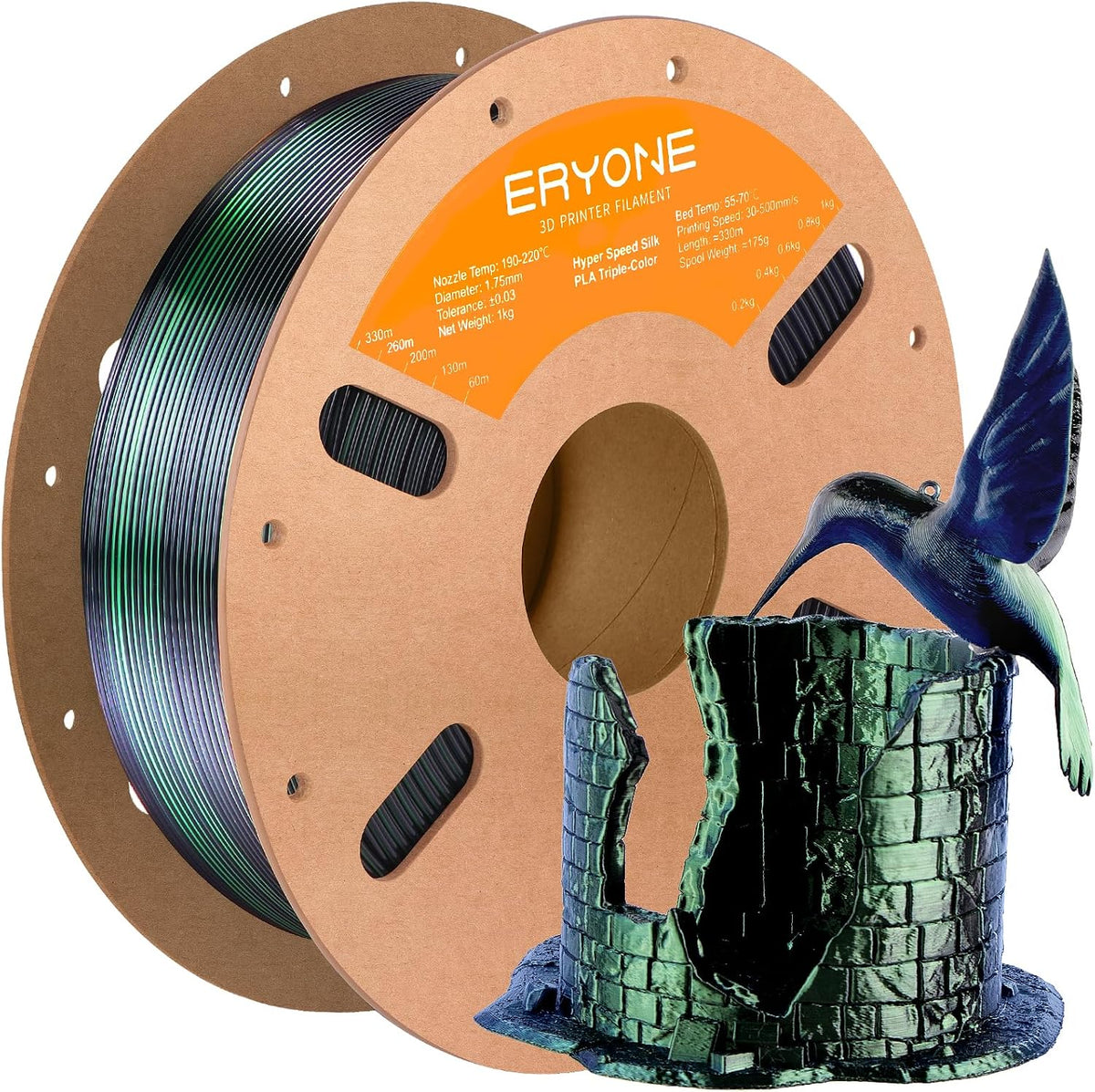 ERYONE HS Seda Tri Color PLA Filamento para Impresora 3D de 1.75mm...