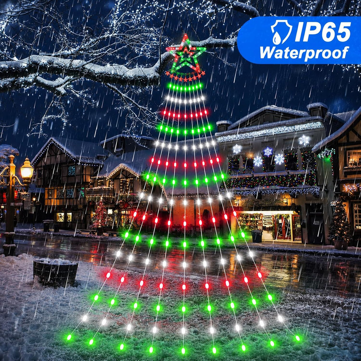 Luces solares para árbol de Navidad, 11.48 pies, 350 LED, rojo | Al...