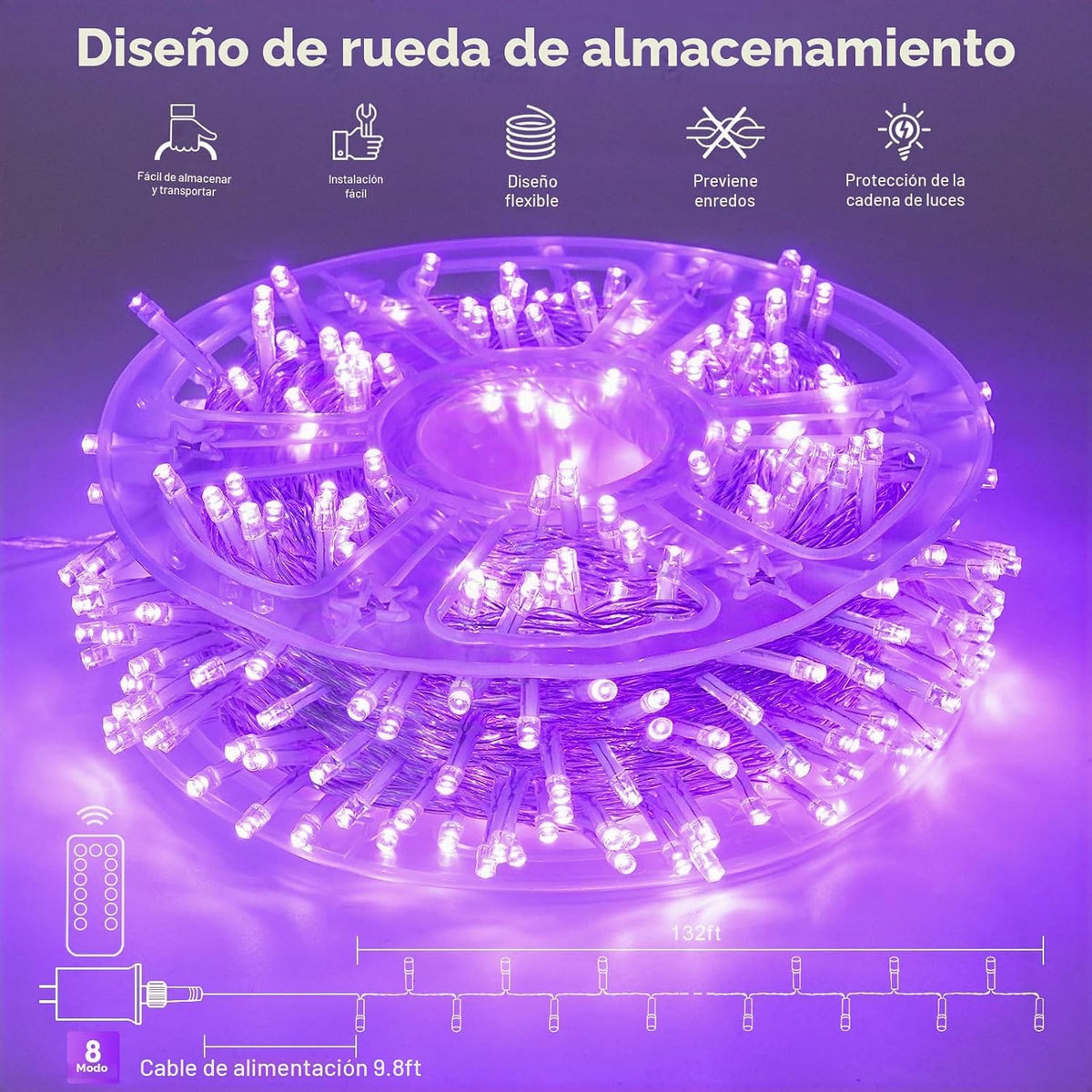 JMEXSUSS 400 luces LED moradas de Halloween al aire libre, luces de...