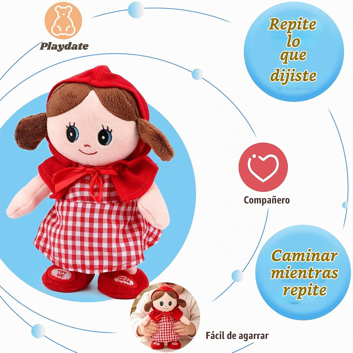 Hopearl Muñeca sonora que habla repite lo que dijiste chica caminan...