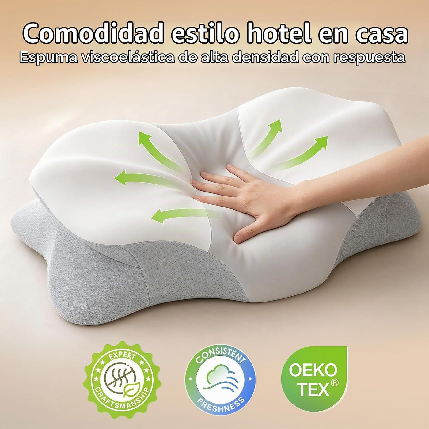 Almohada cervical para el cuello para aliviar el dolor, 2 fundas de...