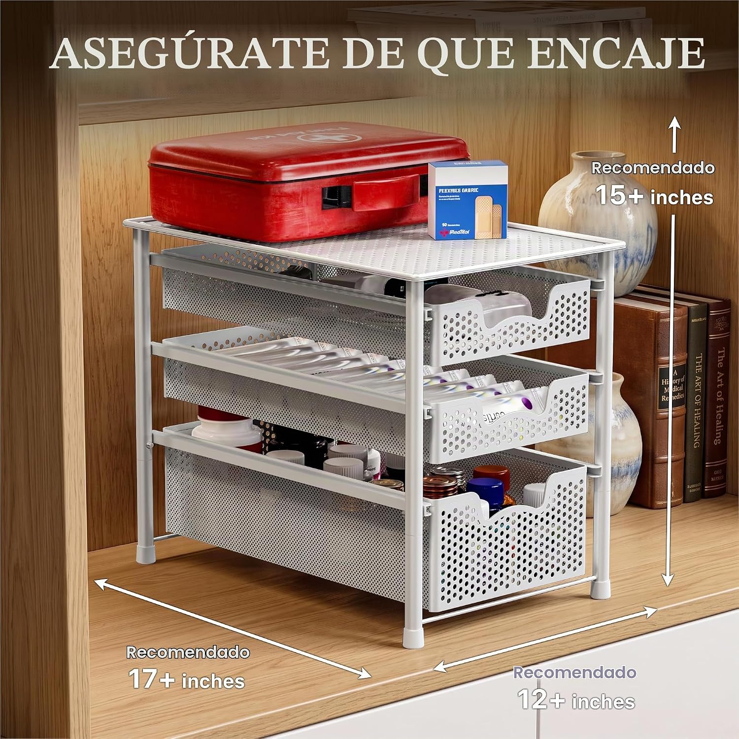 Simple Houseware - Cajón organizador apilable de 3 niveles, color b...