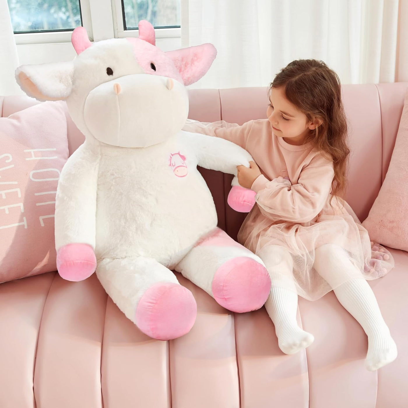 IKASA - Animal de peluche gigante de vaca de felpa, juguetes suaves...