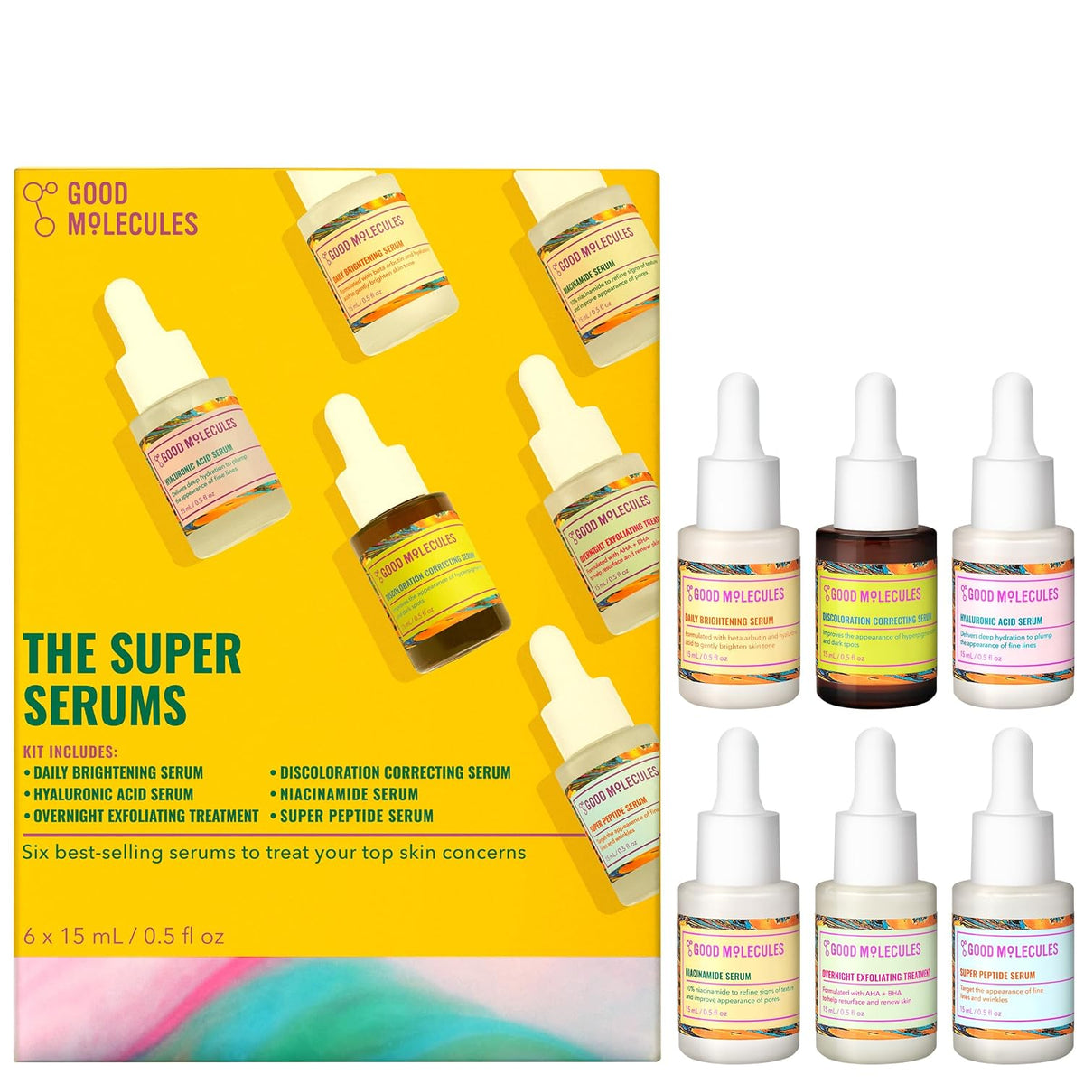 Good Molecules The Super Serums Discovery Set - 6 mini sueros (0.5...