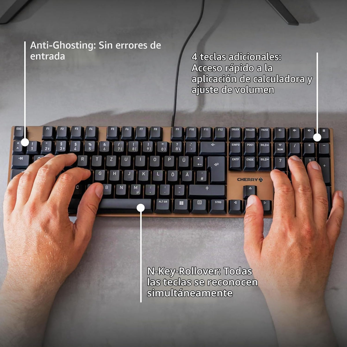 Teclado mecánico Cherry KC 200 MX para oficina con nuevos interrupt...