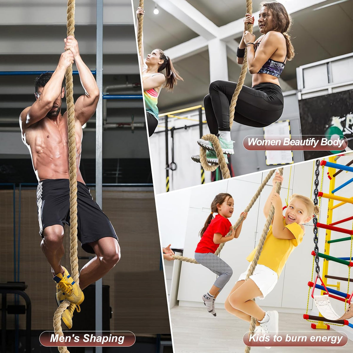 Cuerda de escalada Cuerdas de ejercicio para gimnasio - 1.5 pulgada...