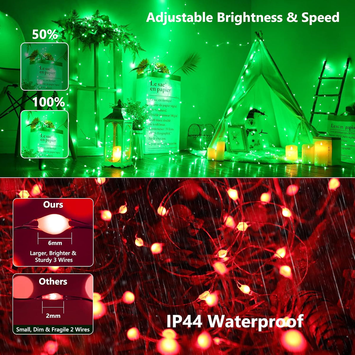 BrizLabs Luces de hadas que cambian de color, 66 pies 200 LED para...