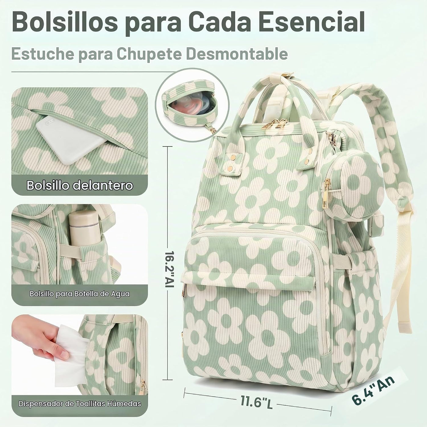 Lrenagao Mochila para pañales de bebé para mamá y papá, bolsa de pa...