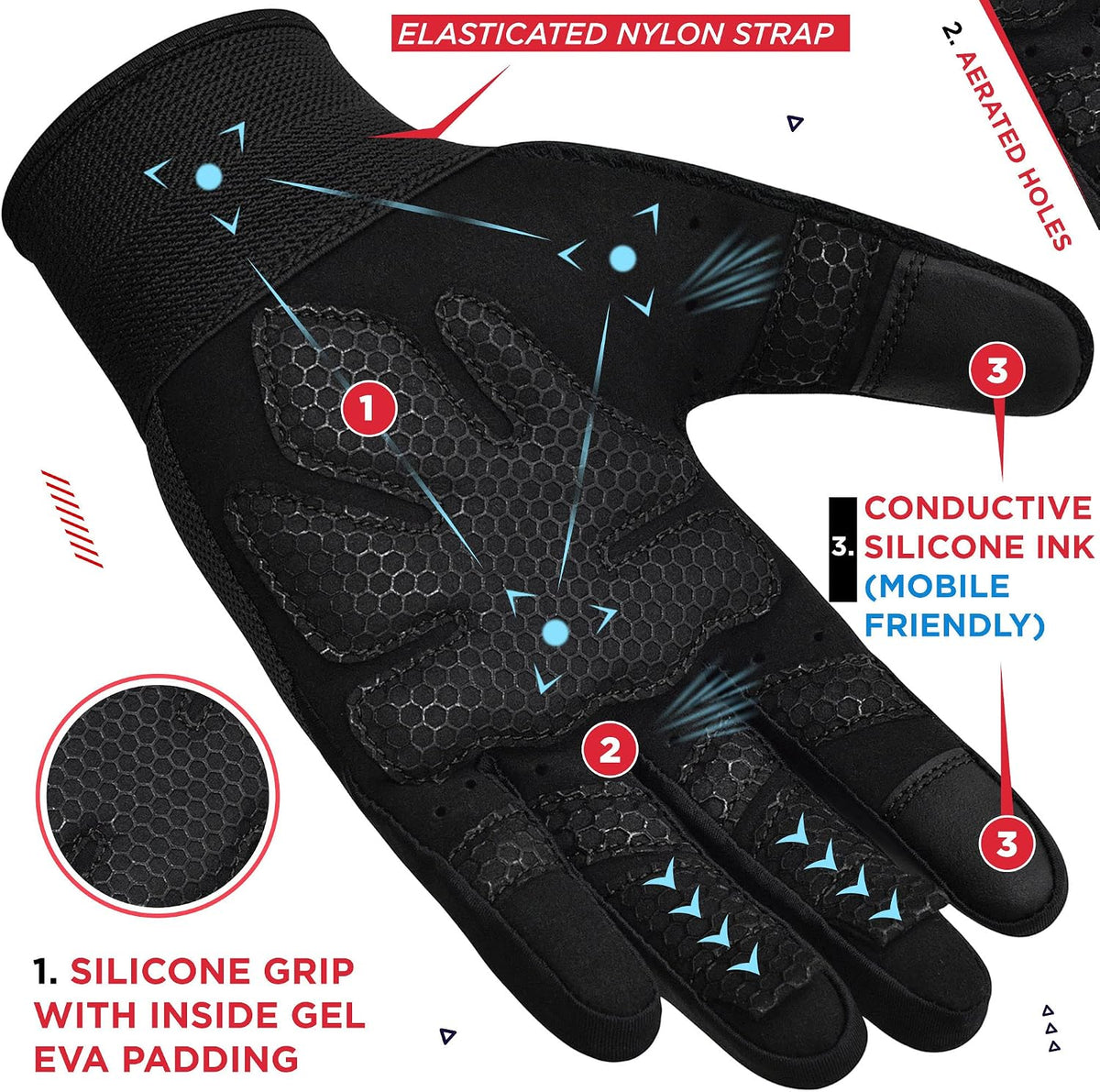 Guantes de levantamiento de pesas RDX para gimnasio, de dedo comple...