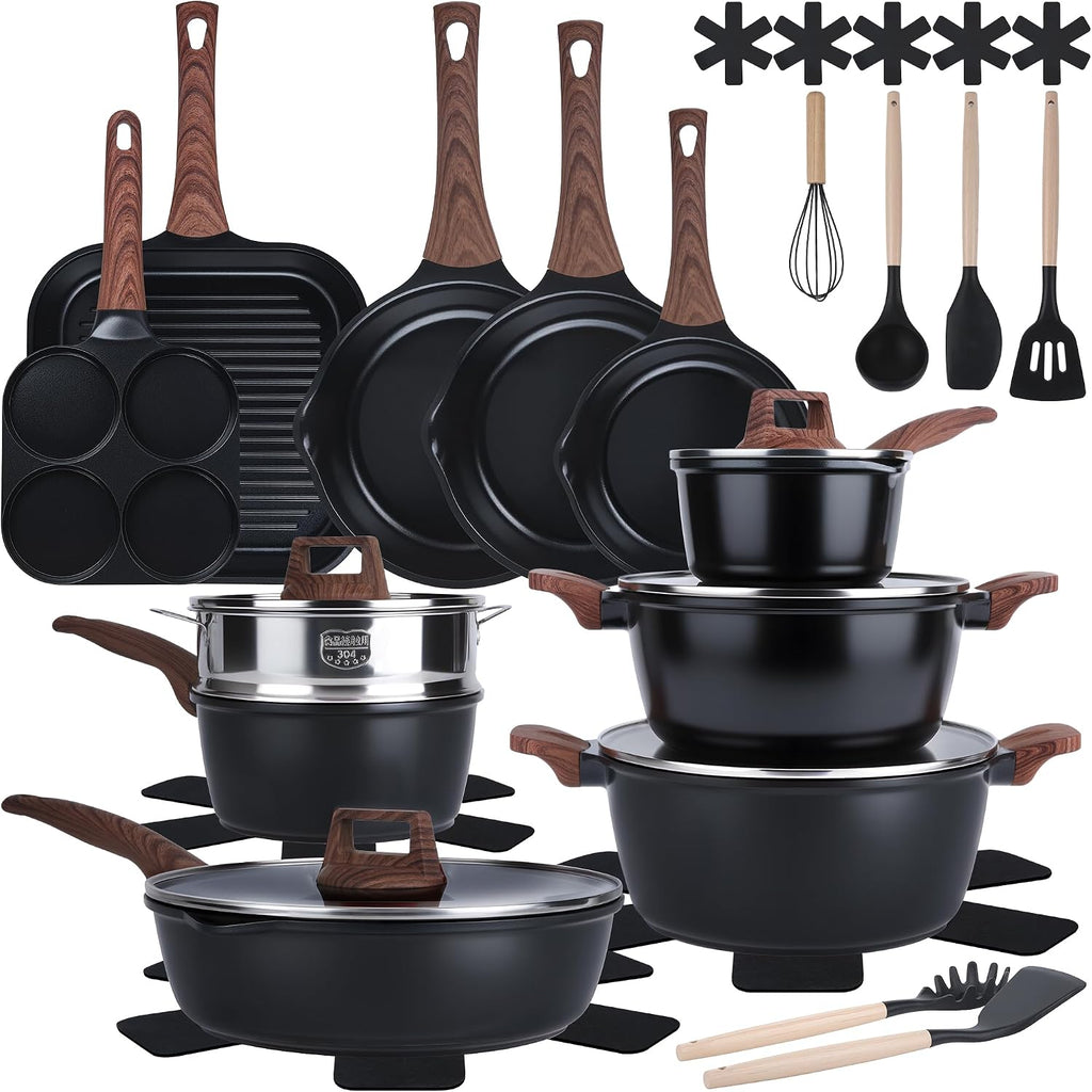 Juego de utensilios de cocina antiadherentes de cerámica de 30 piez...