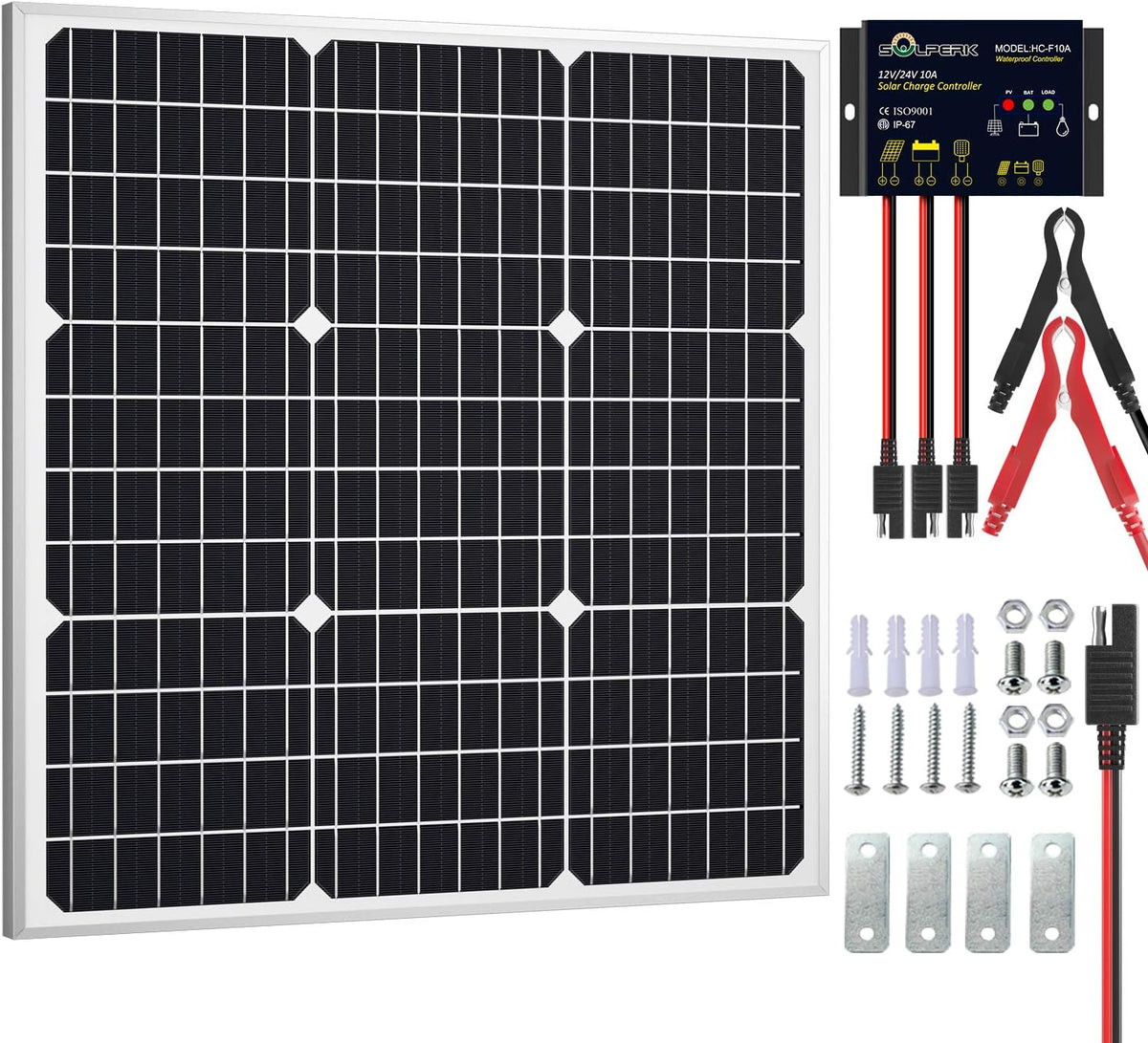 SOLPERK Kit de panel solar de 50 W 12 V, cargador de batería solar...