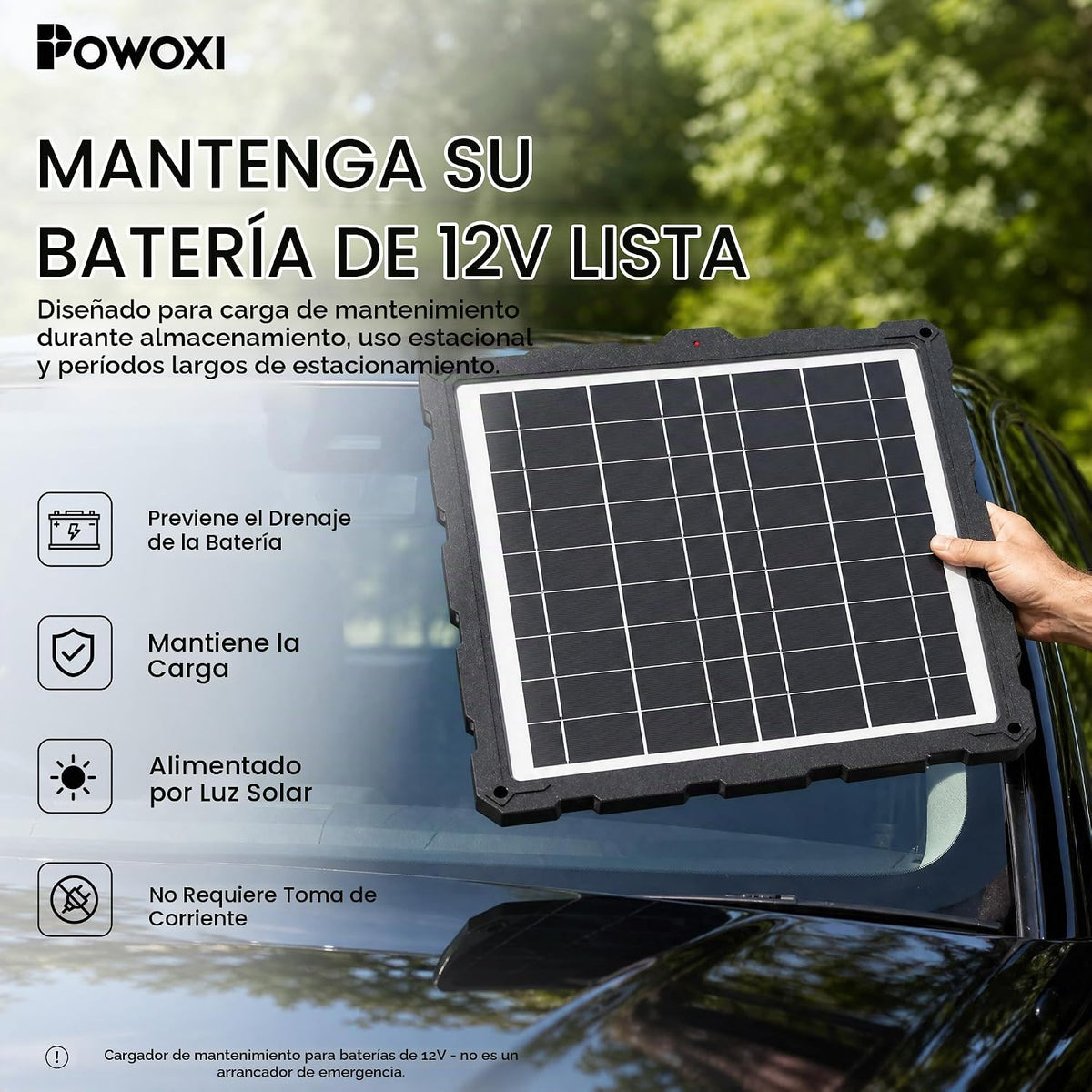 POWOXI 20W 12V Cargador de batería solar Kit de mantenimiento de go...