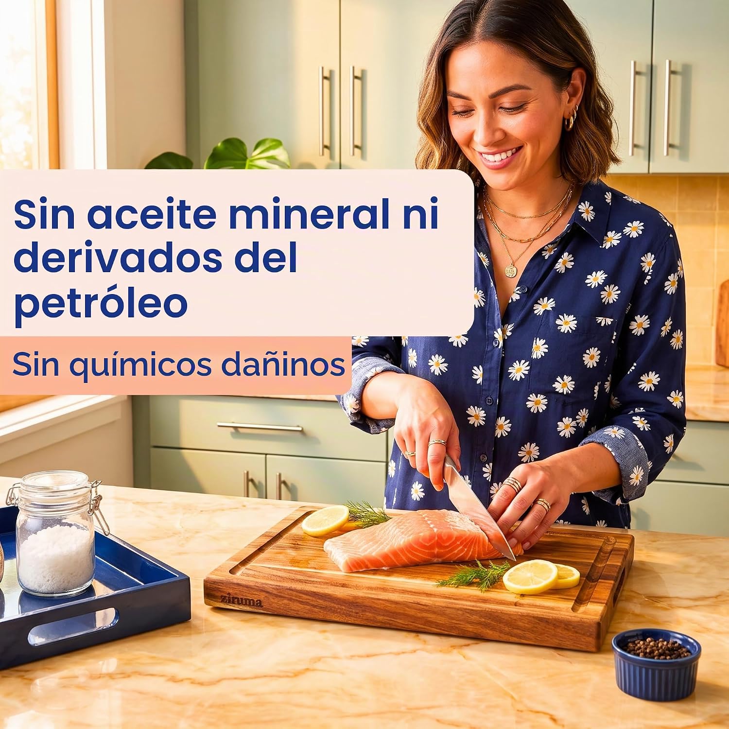 Tabla de cortar de madera no tóxica - Acondicionada con cera de abe...