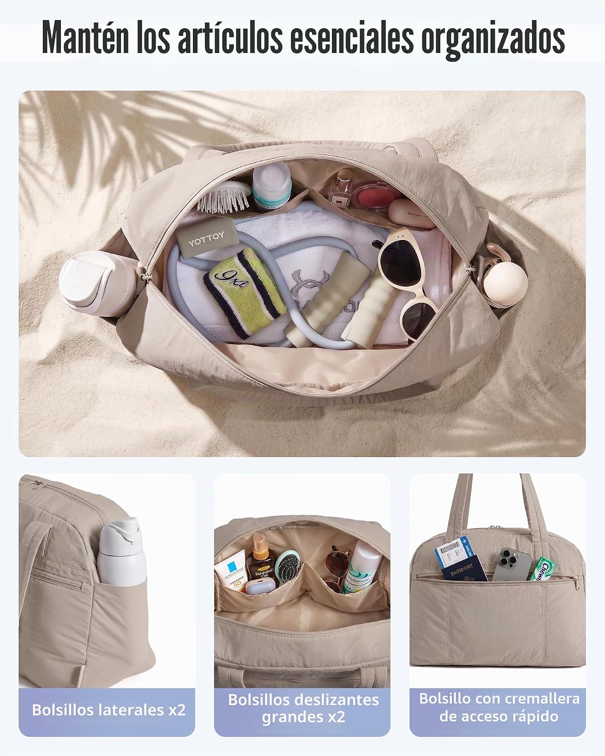 LIGHT FLIGHT Bolsa de gimnasio para mujer, bolsa de viaje ligera pa...