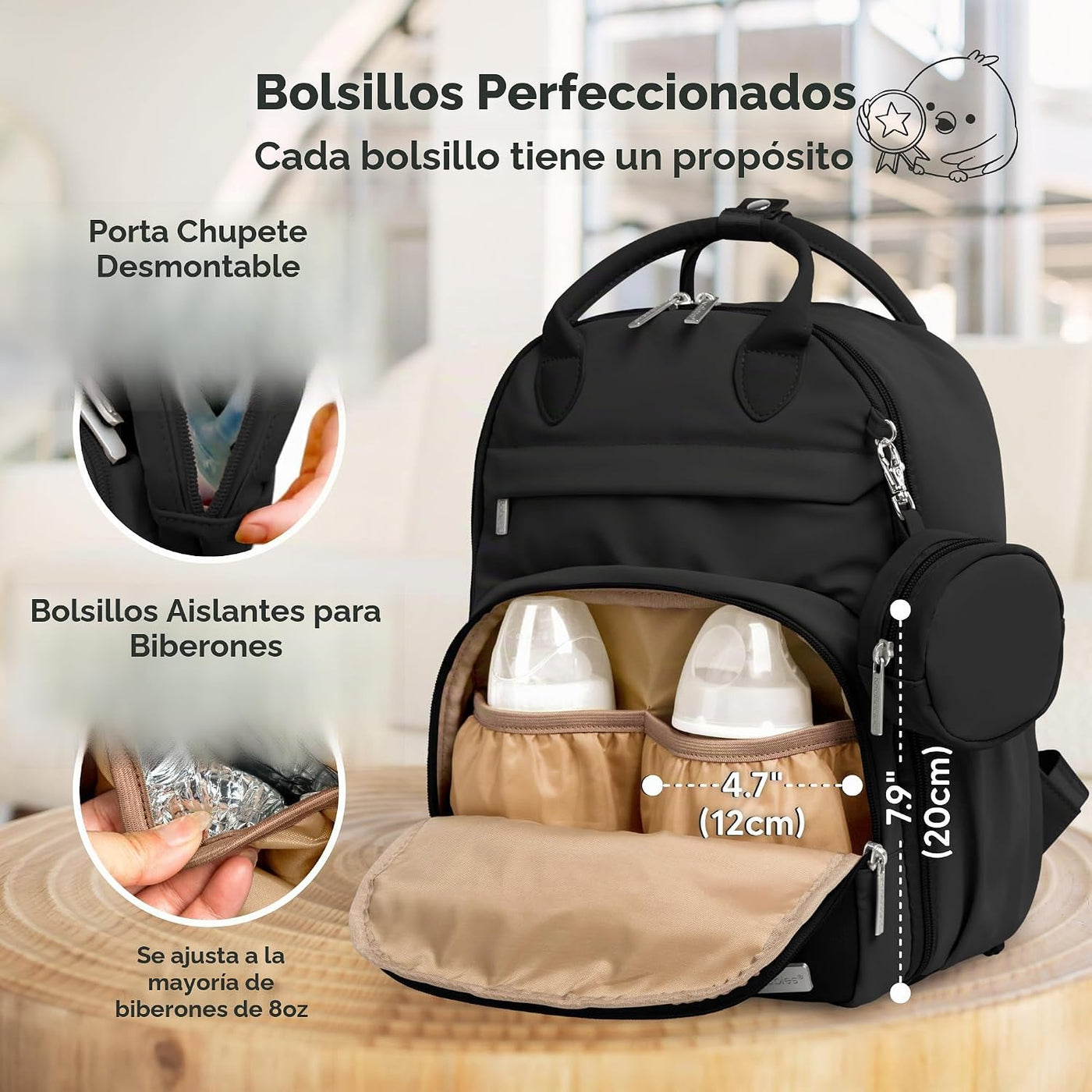 KeaBabies Mochila para pañales, mochilas de viaje para pañales (neg...