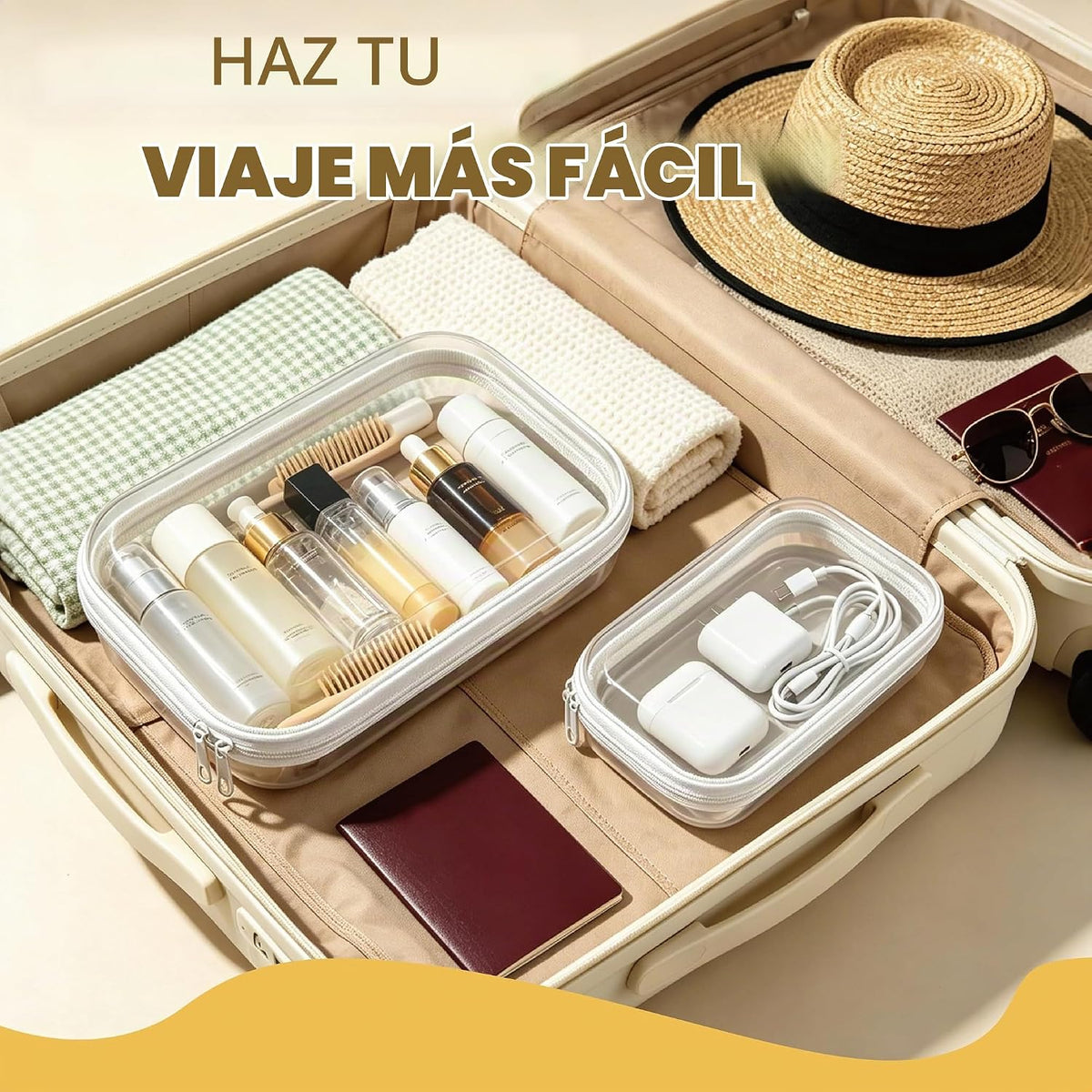 Paquete de 6 fundas rígidas transparentes con cremallera, bolsa de...