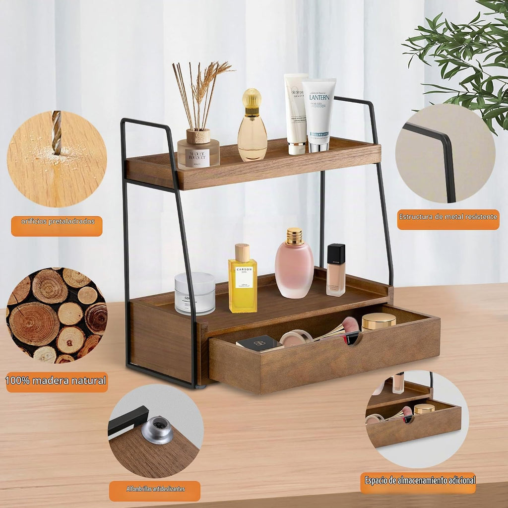 Organizador de Baño de 2 Niveles para Encimera con Cajón, Organizad...