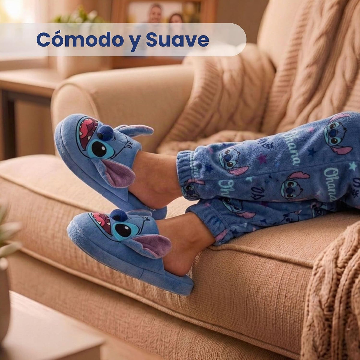 Disney Lilo and Stitch - Pantuflas de felpa para niños y niñas, pan...