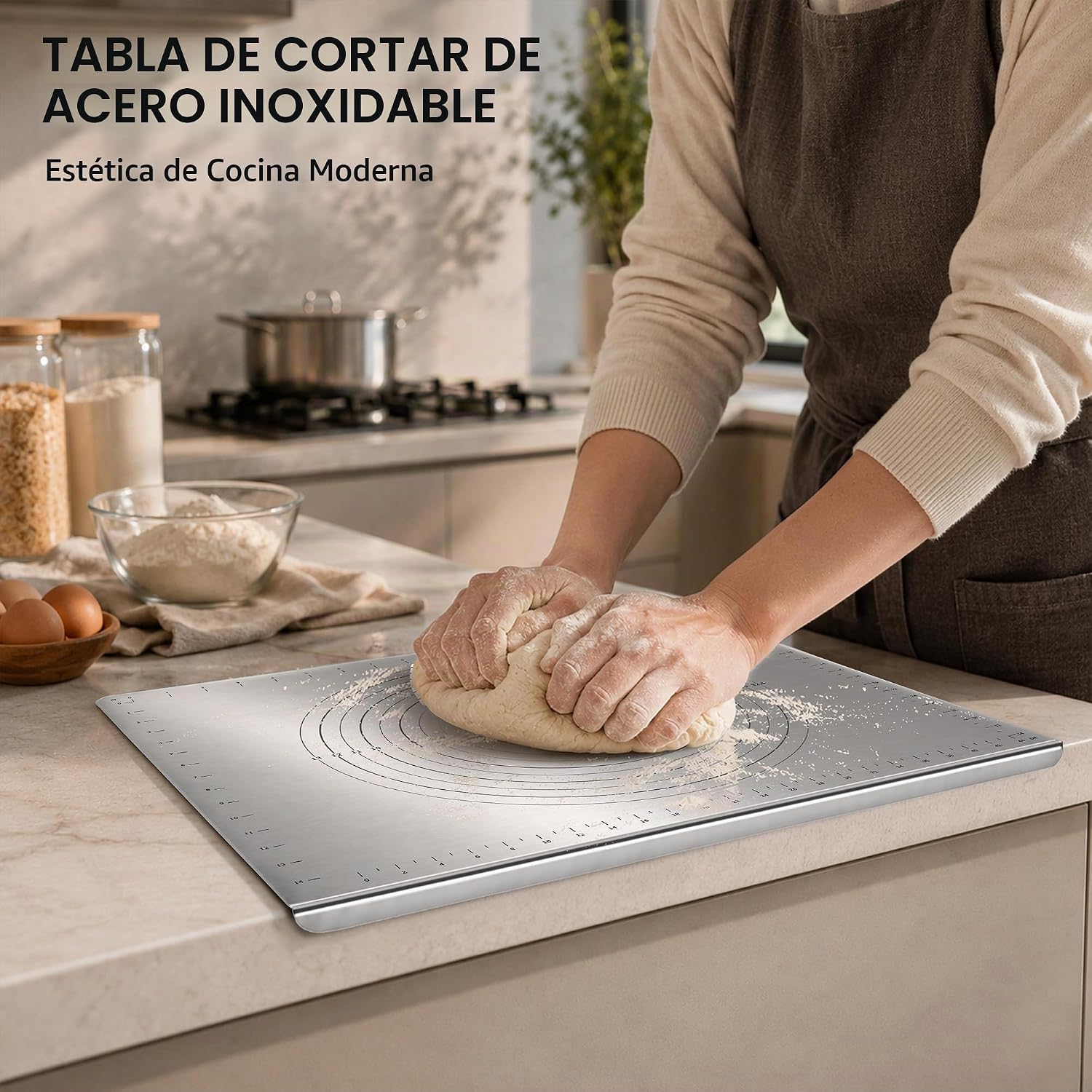 Guplai Tabla de cortar de acero inoxidable 304 con borde para cocin...