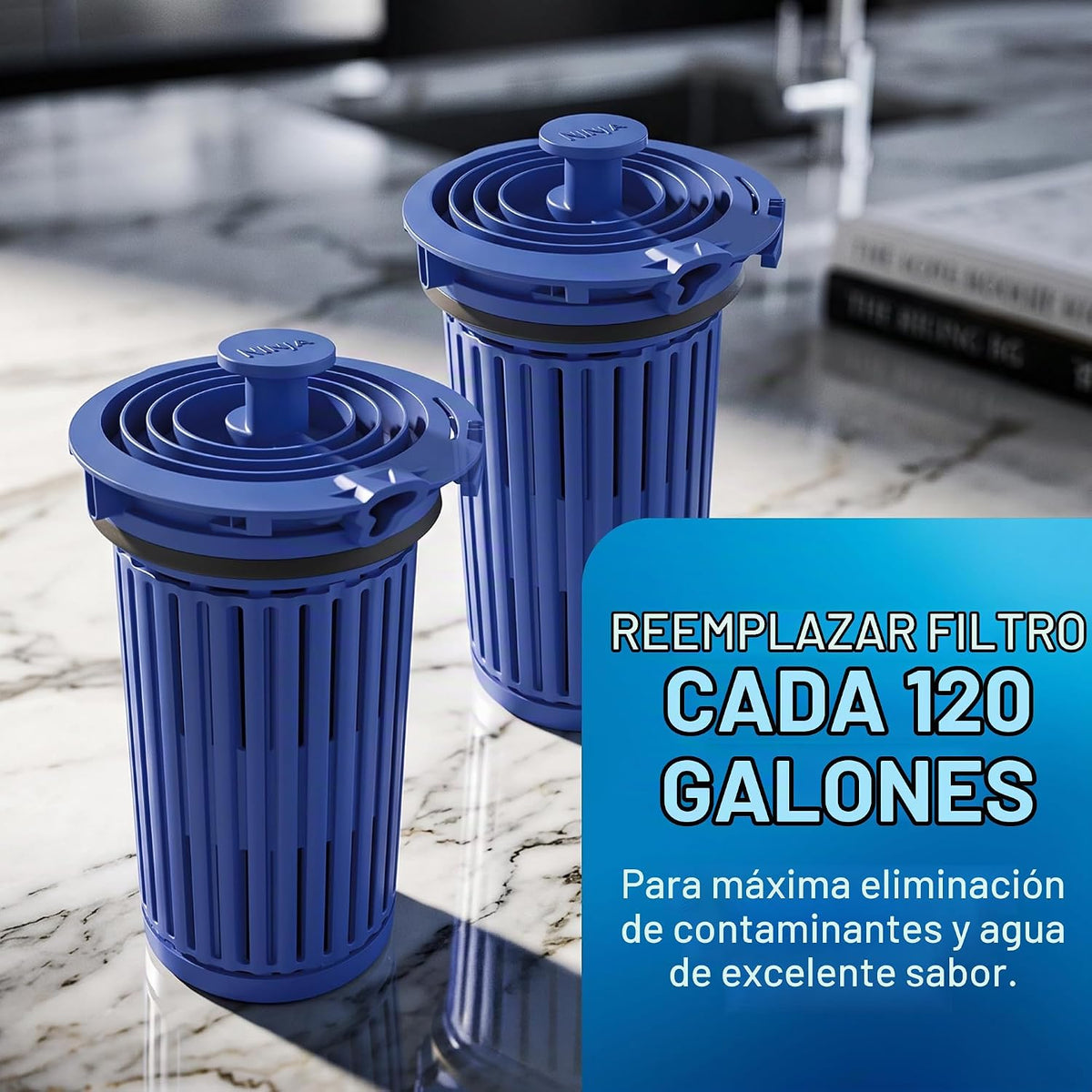 Ninja Reemplazo del filtro de agua HydraSense, paquete de 2, filtra...