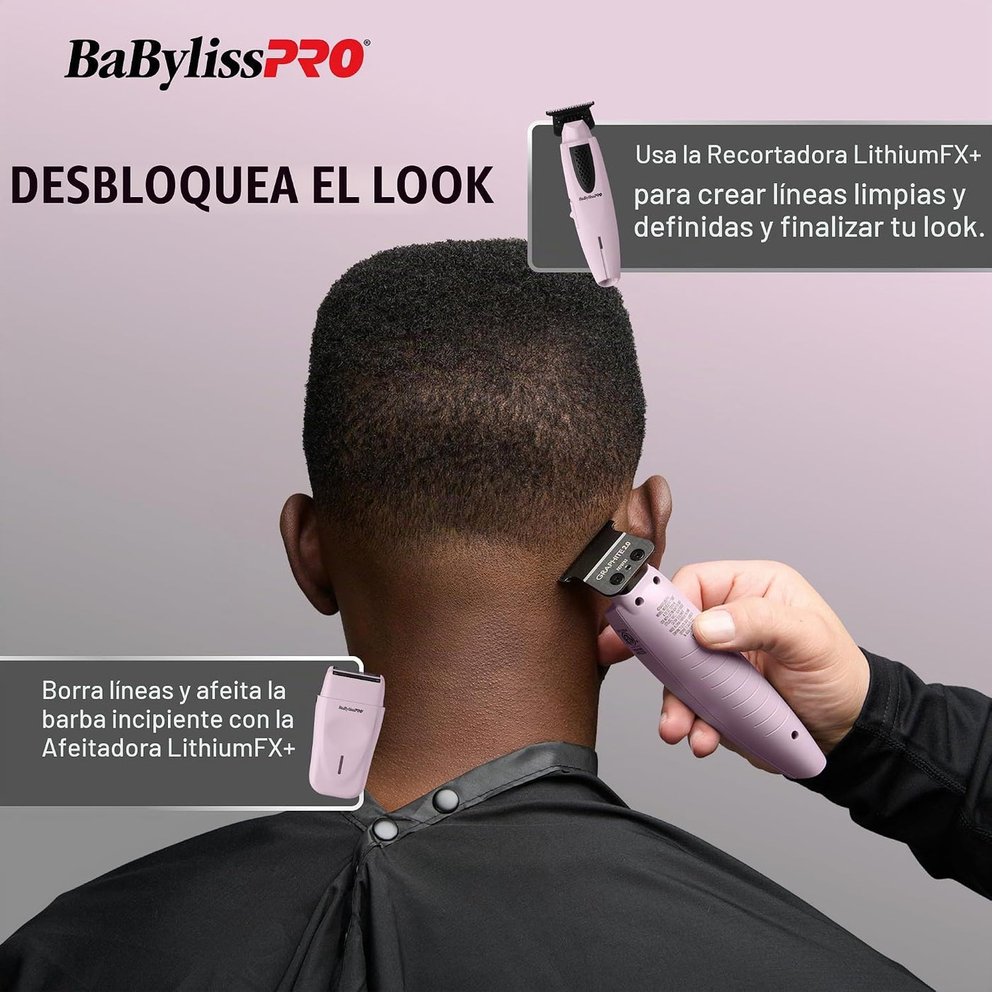 BaBylissPRO LithiumFX Cord\/Cortapelos ergonómicos de litio inalámb...