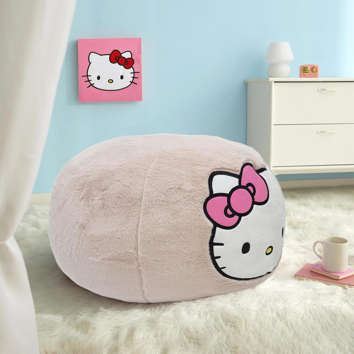 Idea Nuova Sanrio Hello Kitty - Puf redondo relleno de espuma de 24...