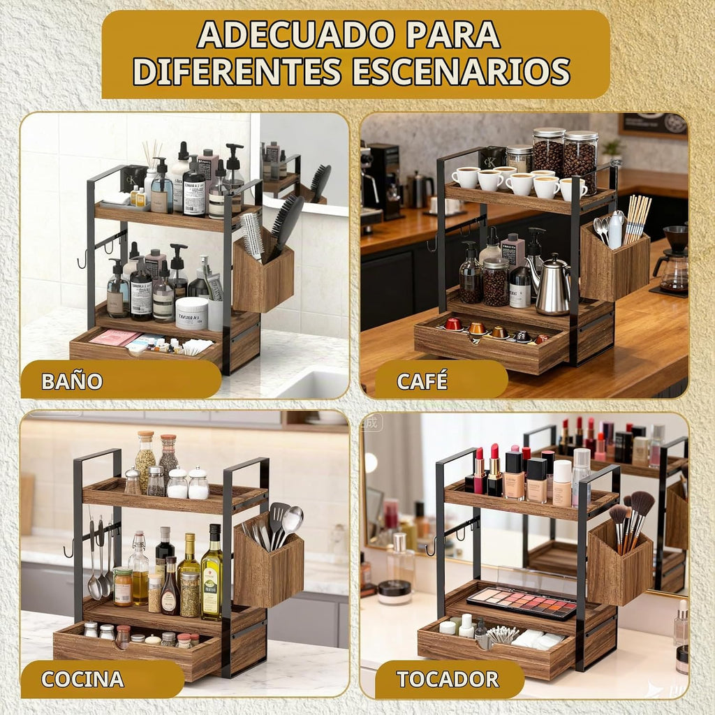 Organizador de encimera de baño con 2 cansancios, organizador de en...