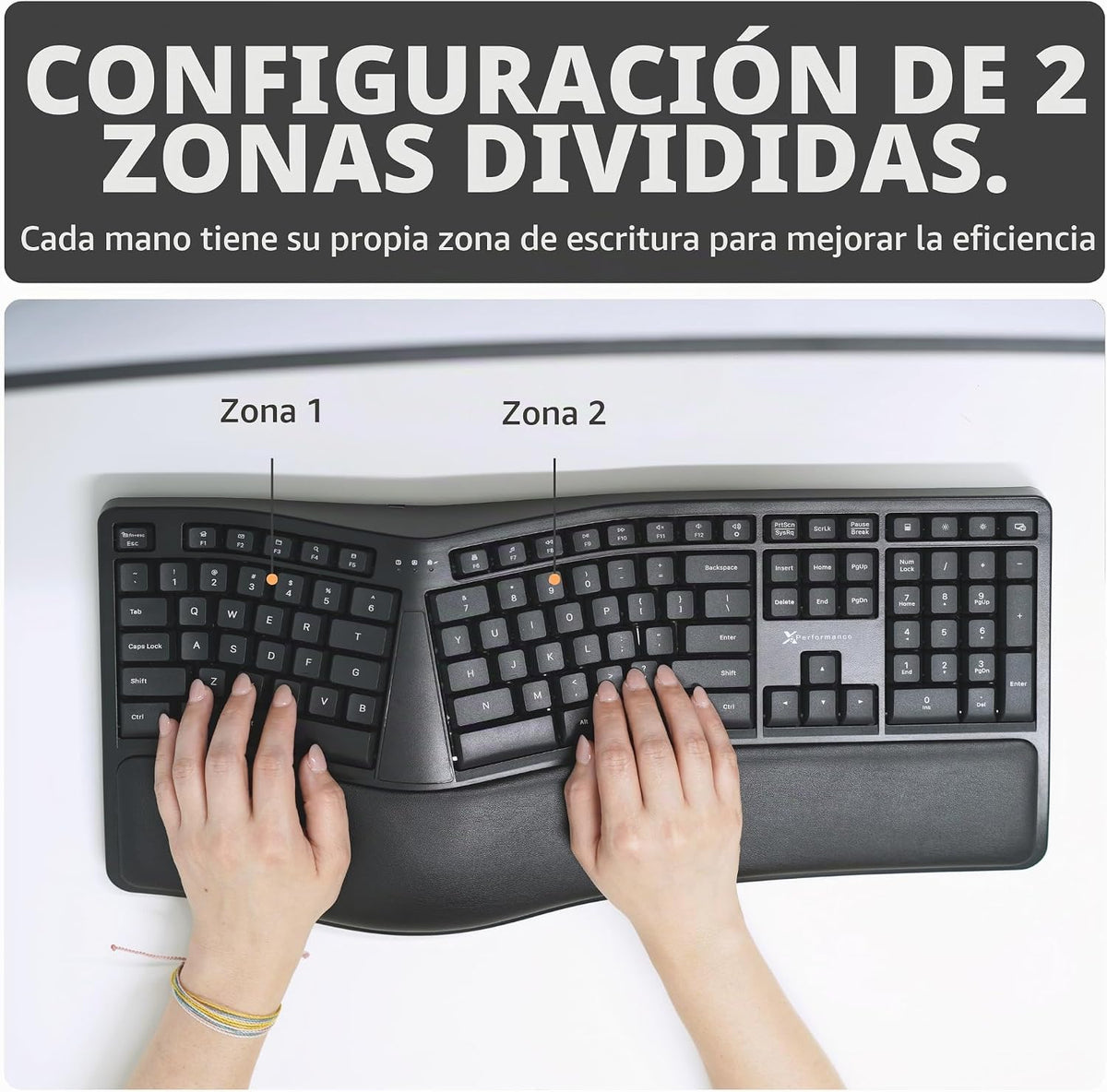 X9 Teclado ergonómico inalámbrico con reposamuñecas - Tu comodidad...