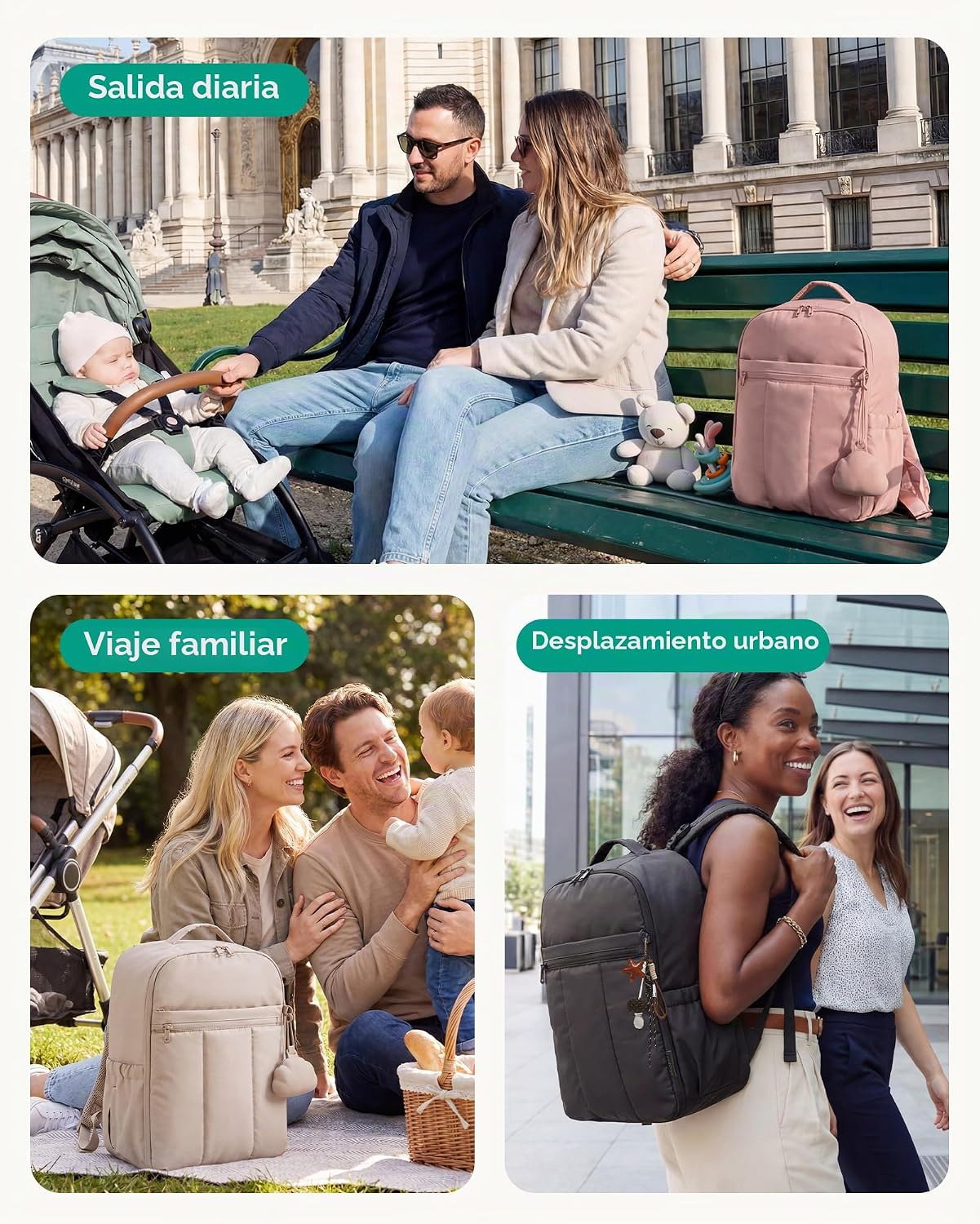 BAGSMART Mochila para pañales para bebé, bolsa de pañales ligera y...