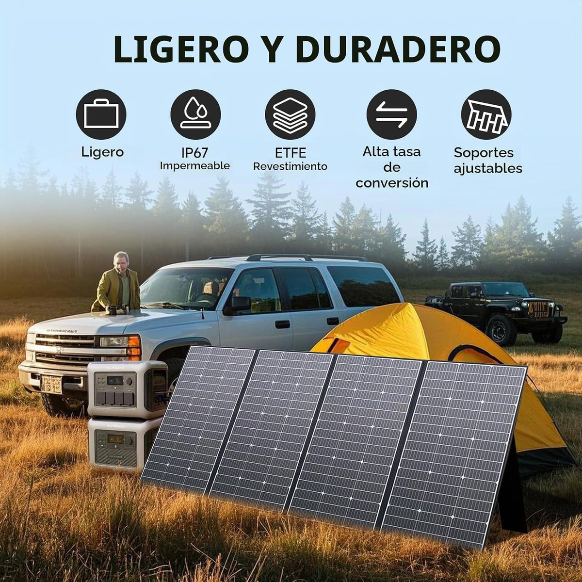 ALLPOWERS SP037 Panel solar portátil de 400 W con soporte ajustable...