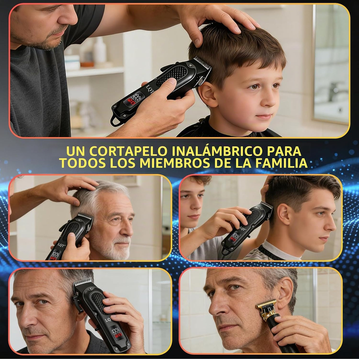 LQT - Juego de cortapelos para hombres, cortadora inalámbrica y cor...