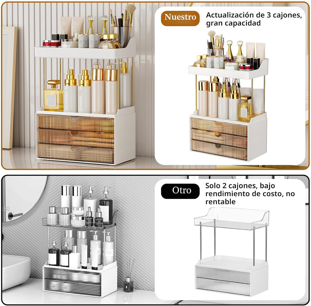 StorBin Organizador de maquillaje de 3 cajones grandes, organizador...